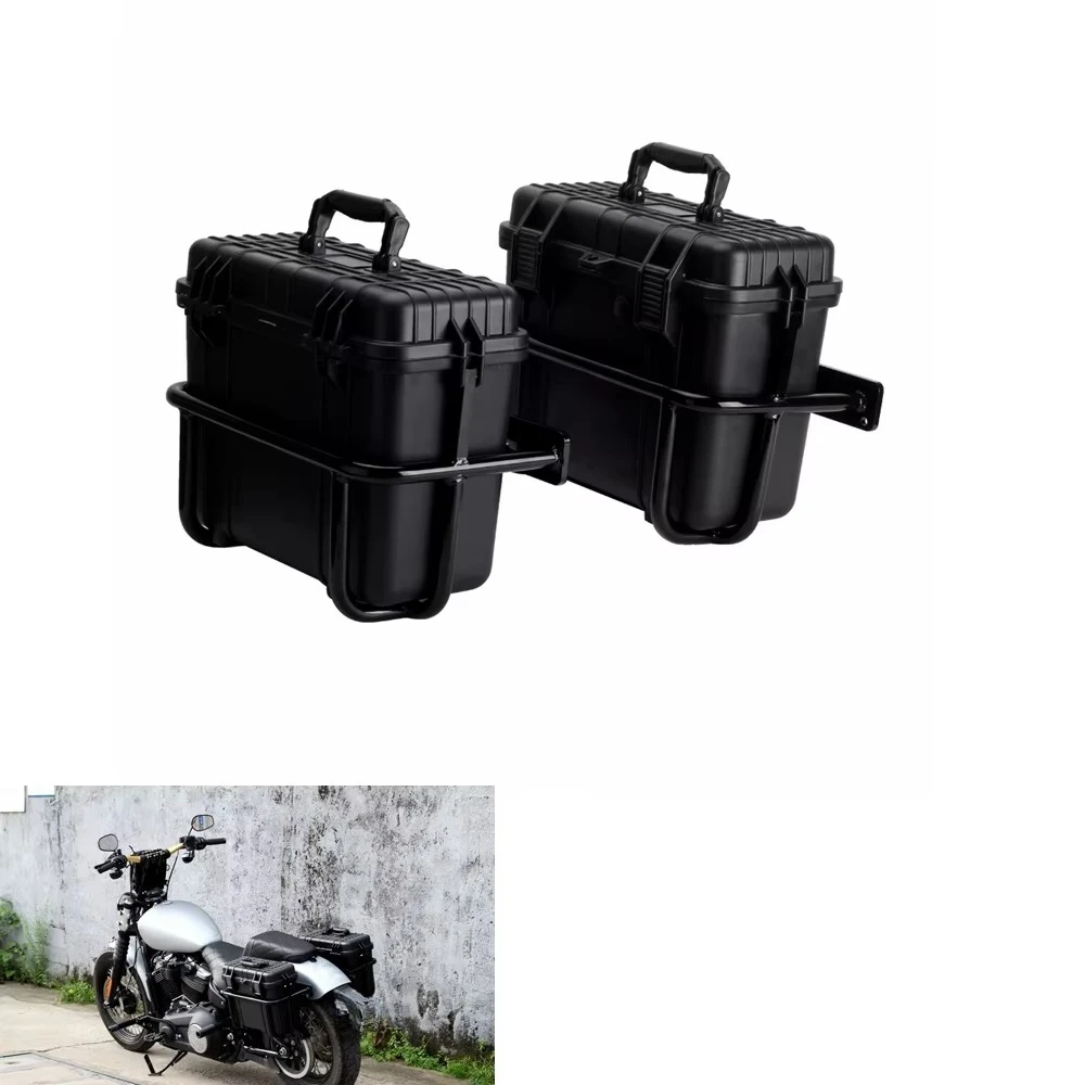 Motorcycle Side Saddle Bags With Mounting Bracket Luggage Side Case Fit For Softail Fat Boy Street Bob Slim Low Rider