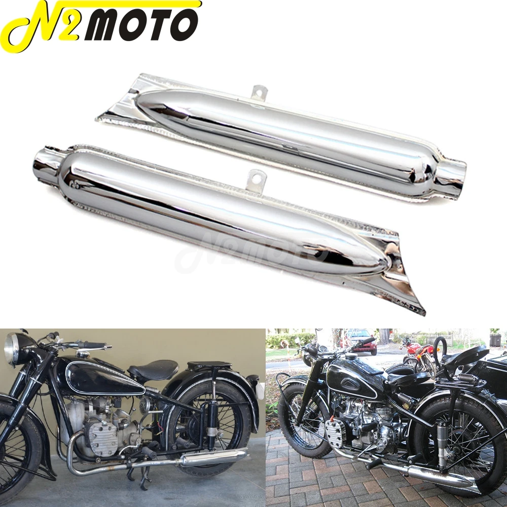 1 Pair Motorcycle Retro Black Fishtail Exhaust Muffler 24HP 32HP Engine Part Case for BMW Ural K750 M1 M72 R71 R12 Dnepr MT12