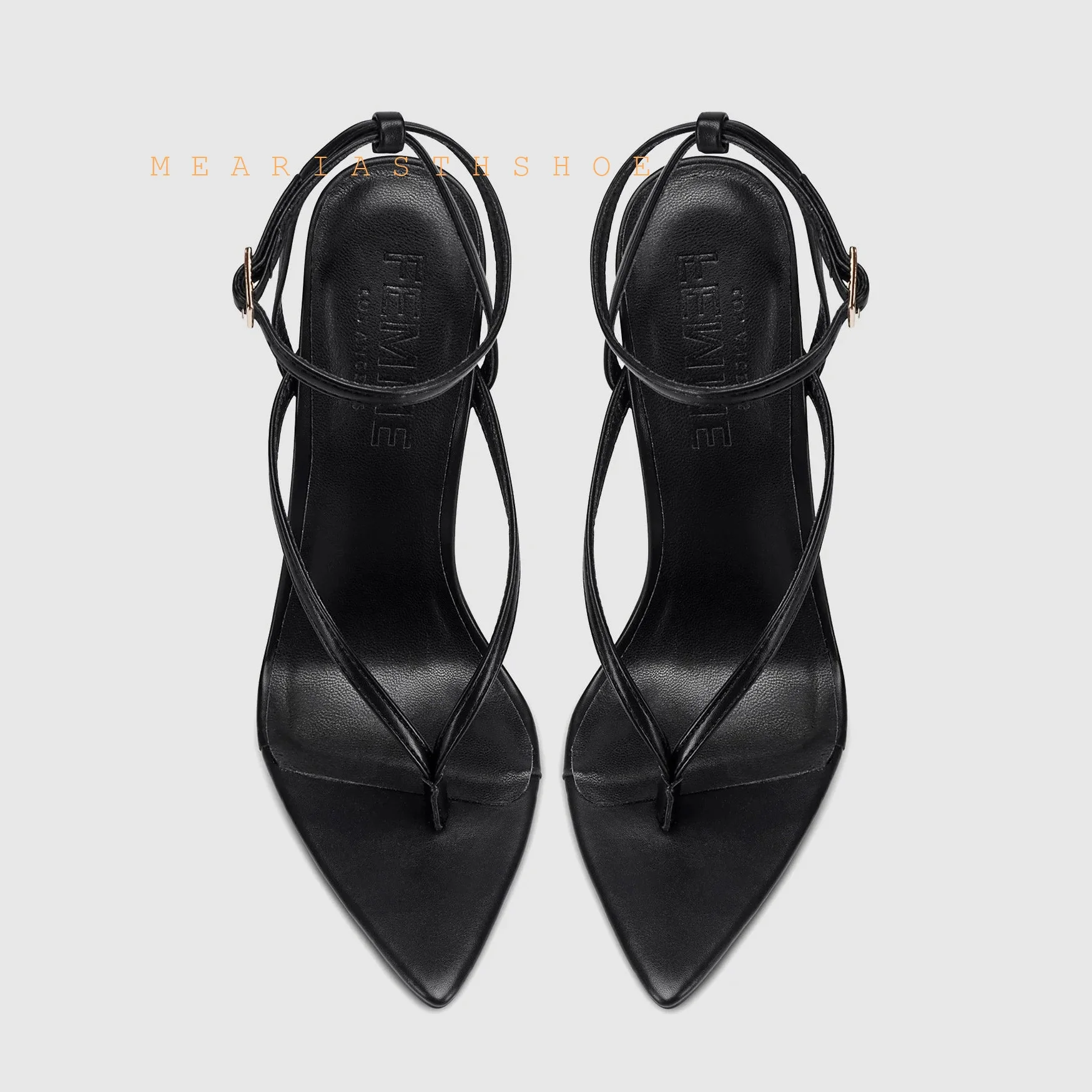 Beige Black Cross Straps Flip-flop Gladiator Sandals Women Pointed OpenToe Stiletto High Heels Thong Shoes Sandals Dress Shoes view 5