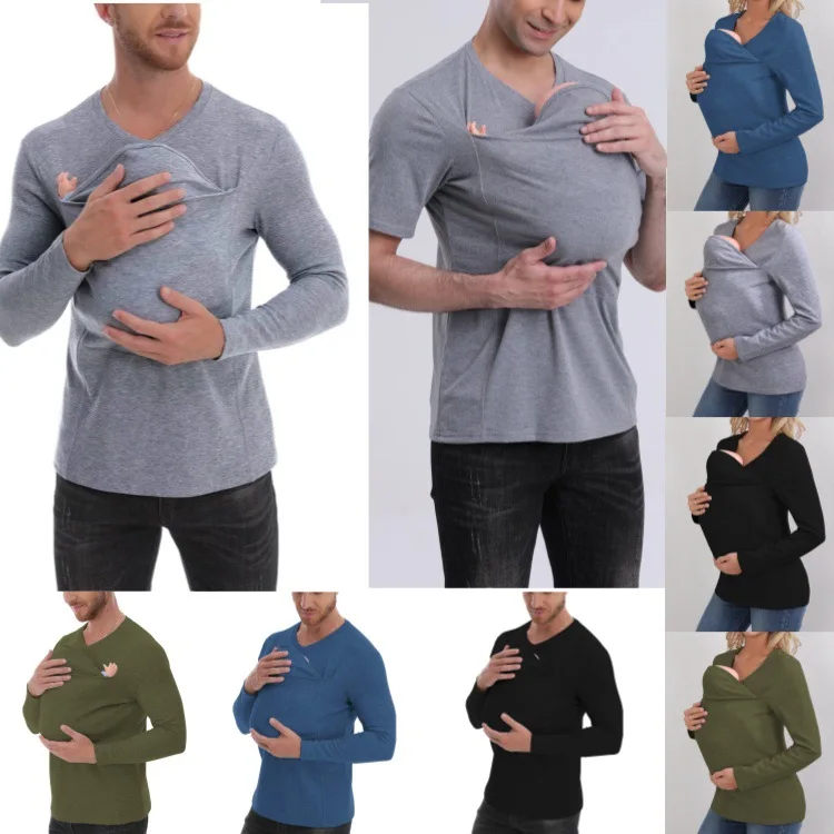 Pure cotton thickened new version of high quality Kangaroo Dad Kangaroo Mom multifunctional T-shirt long sleeves