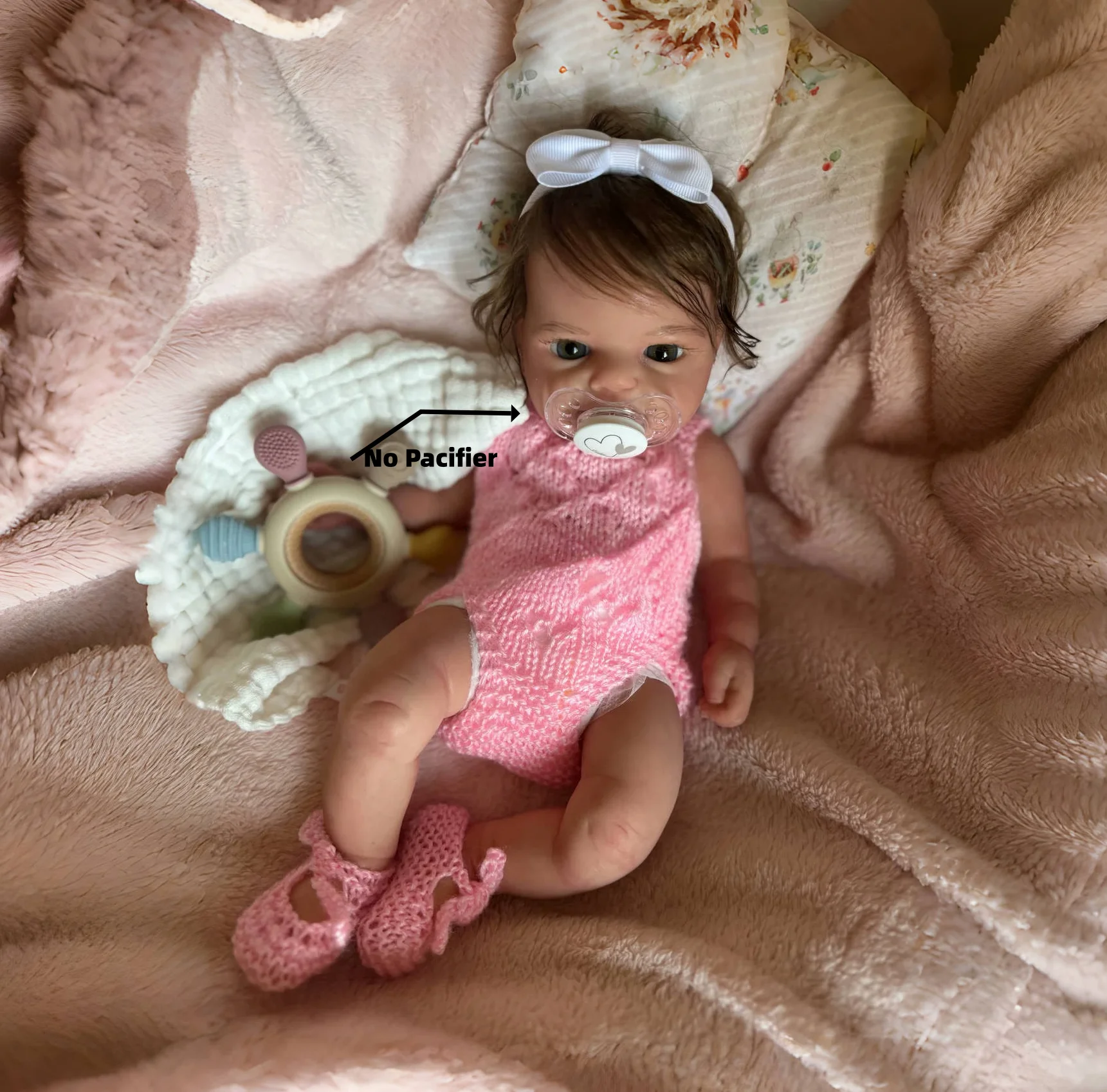 15.7 pouces/40CM bouche ouverte Silicone fille poupée avec cheveux enracinés déjà peint très mignon réaliste bebe reborn de silicone pour les enfants