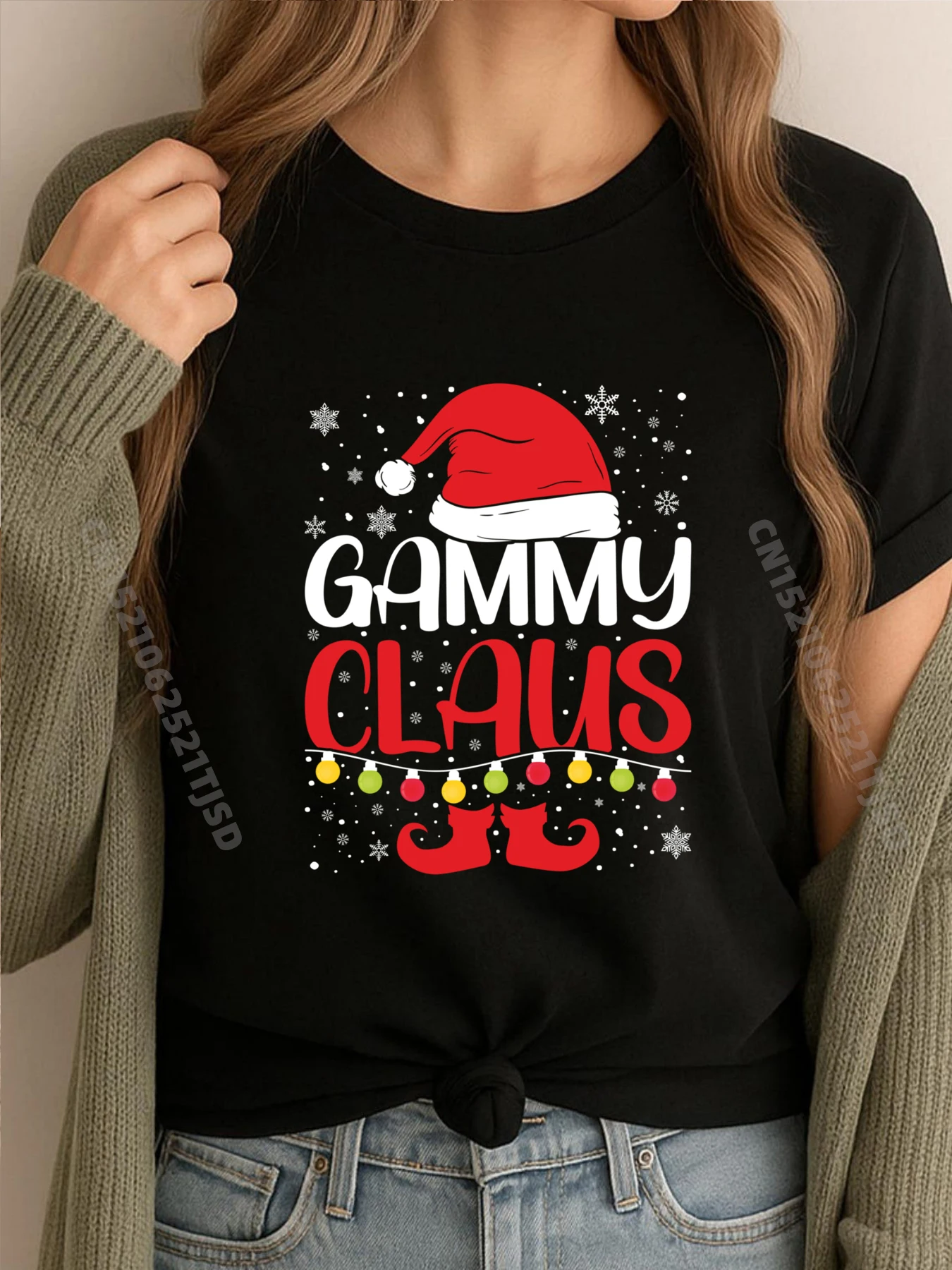 

Gammy Claus шляпа Санта-Клауса одинаковые рождественские женские футболки высокого качества осень бесплатная доставка одежда День отца