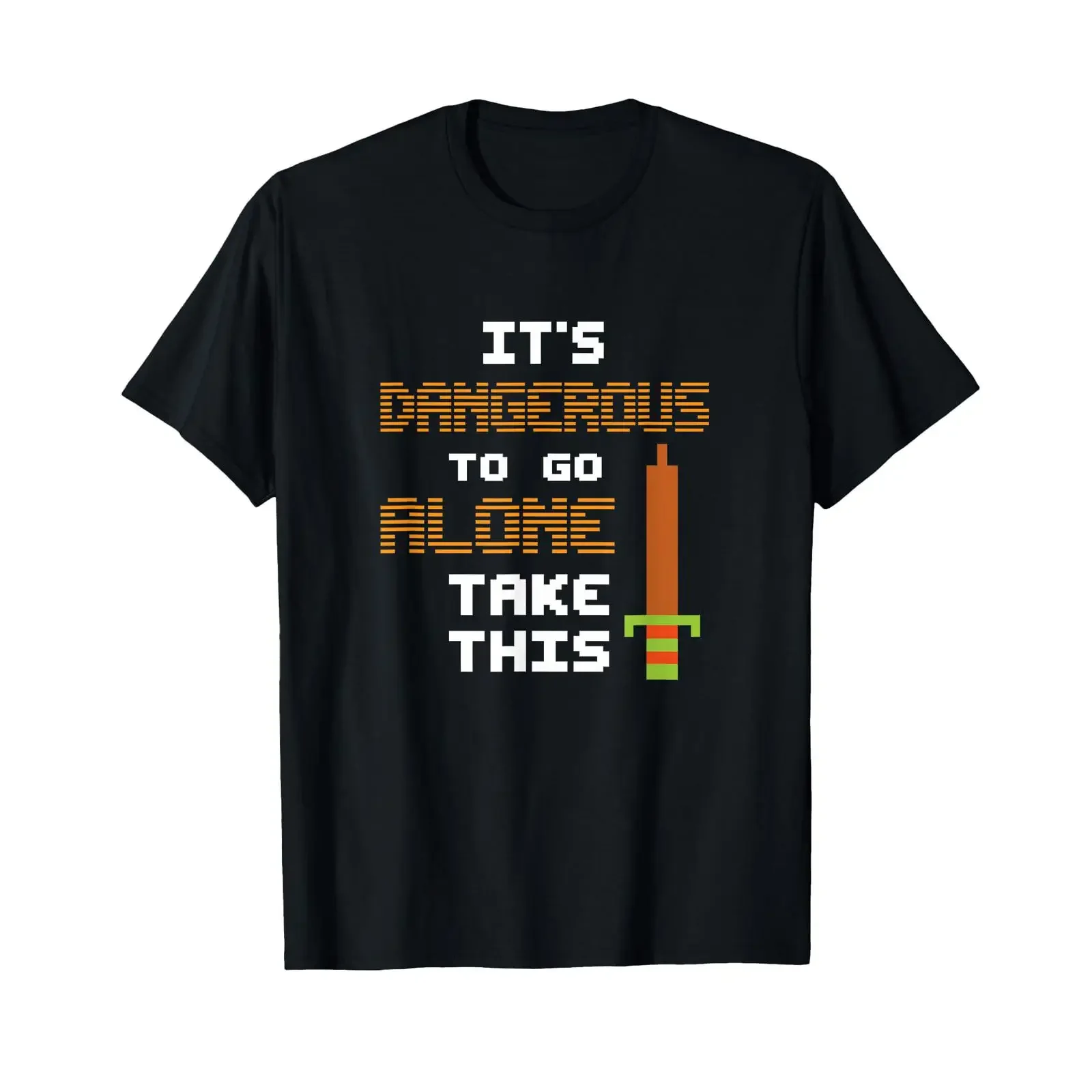 It's Dangerous To Go Alone Take This Retro Pixel Sword Gamer Men's  Black T Shirt vintage Washed fashion graphic Stylish