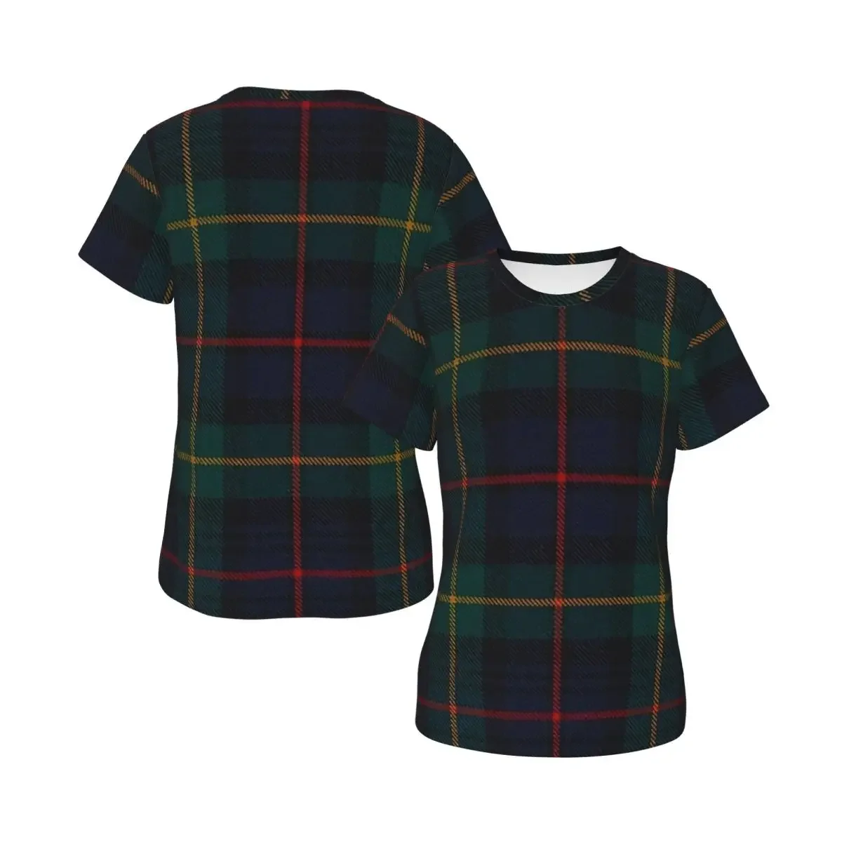 Farquharson Scottish Tartan T-Shirt Women Short Sleeve T Shirts Round Neck Clothes Cotton Summer Tees Streetwear