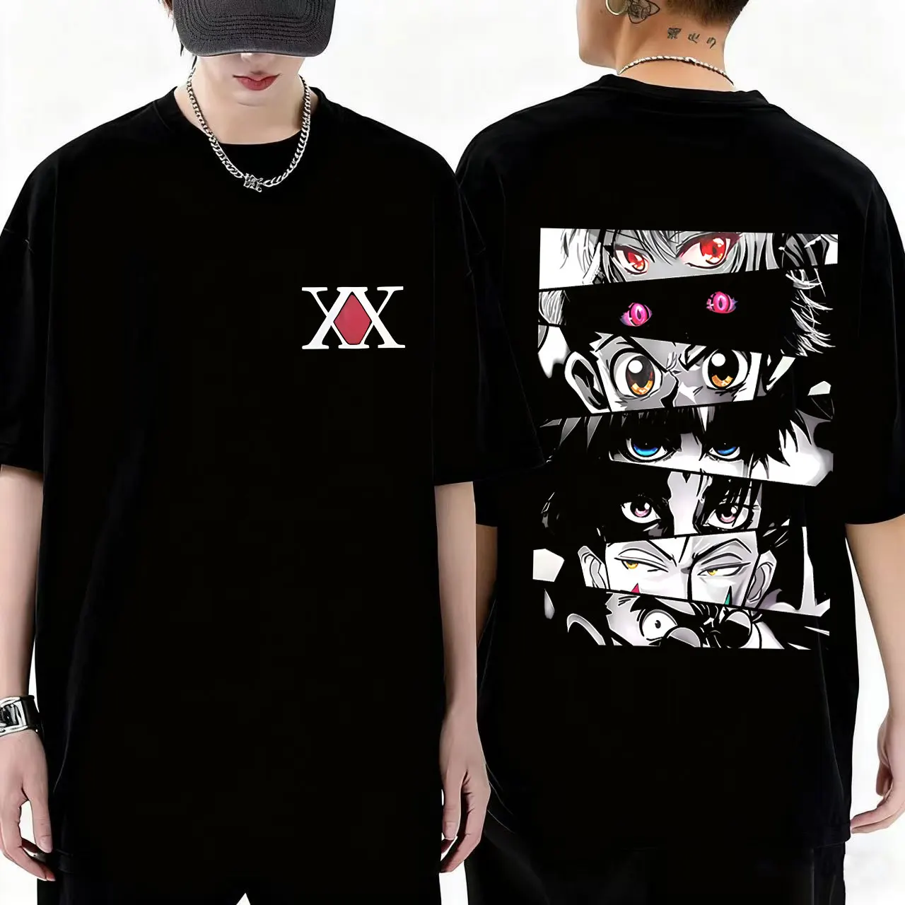 Anime Hunter X Hunter Eyes Graphic T-shirt Men Women High Quality Soft Cotton T Shirts Male Fashion Manga Oversized Streetwear