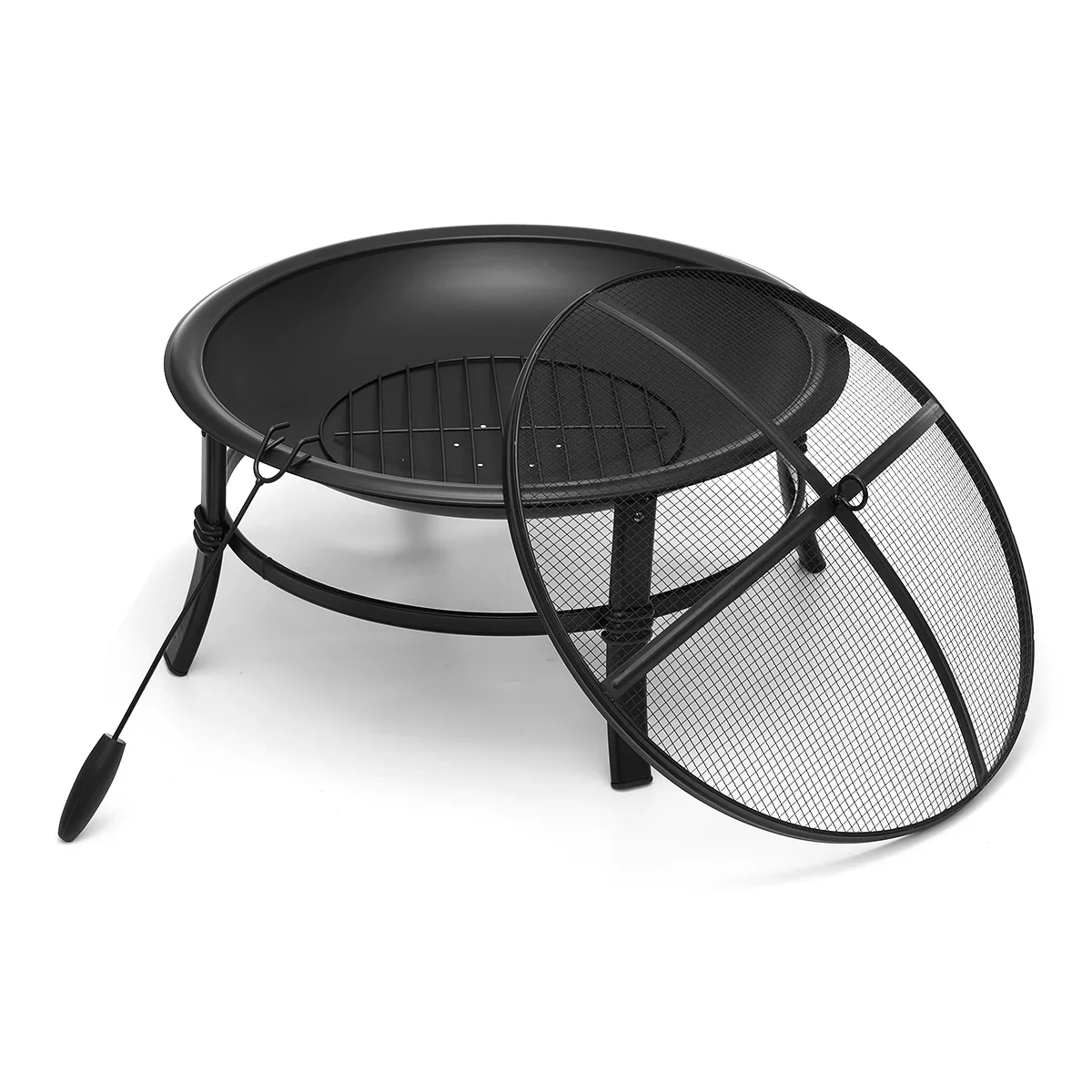 22/26/30/32/36 Inch BBQ Grills with Fire Poker Wood Burning Stove Portable Quick Heater Winter Outdoor Camping Travel Fire Bowl