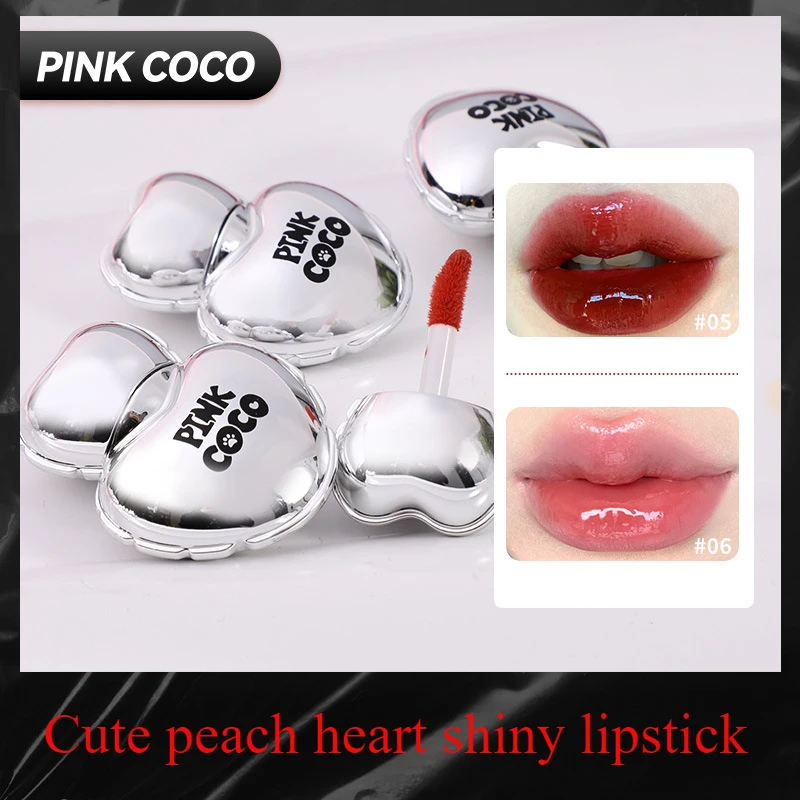 PINK COCO Heart Glassy Lip Gloss | Jelly Plumping & Shiny Moisturizing, Mirror Finish Long Lasting for Valentine's & Date Nights