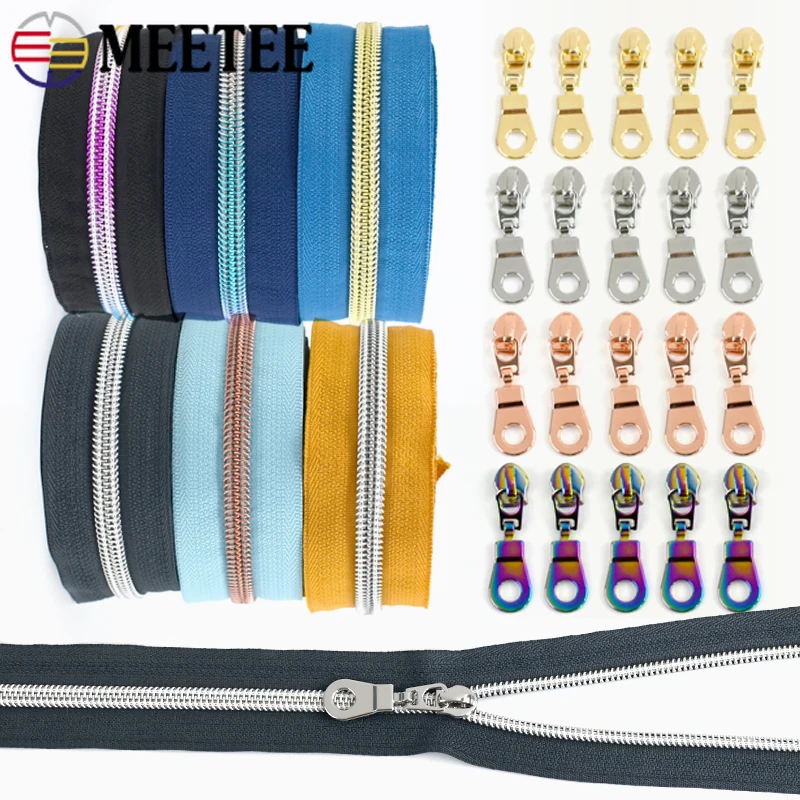 1-4Meters 5# Nylon Zippers Tape By The Meter Garment Bag Zipper Sliders Sewing Zips Closure Zip Repair Kits DIY Accessories