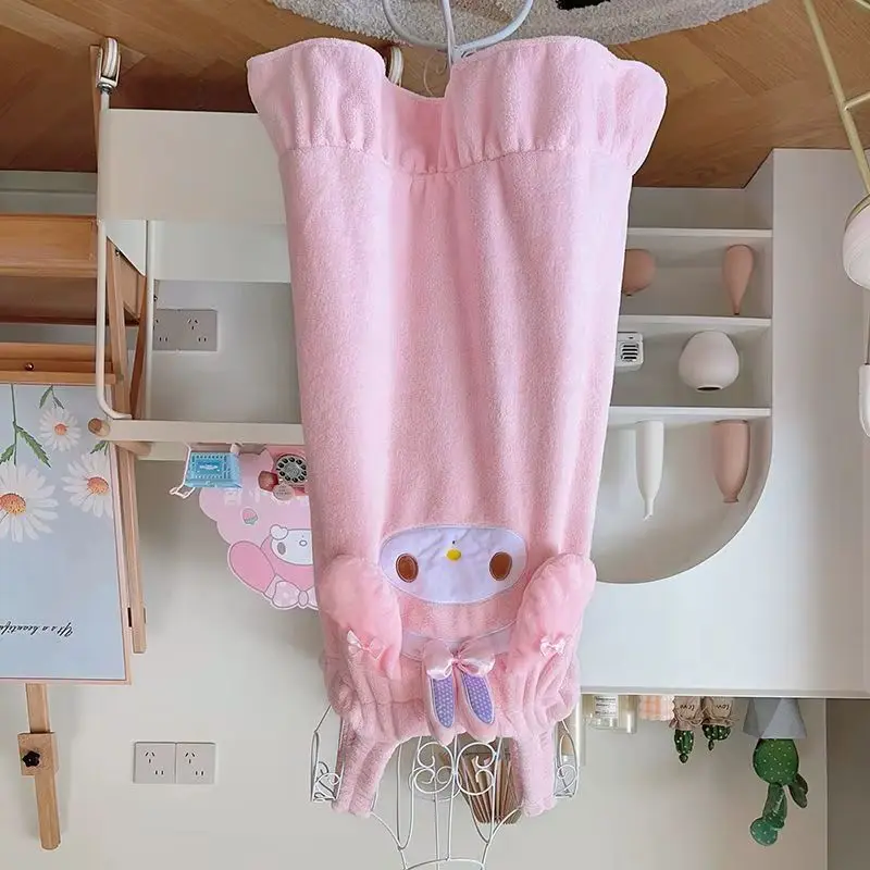 My Melody Niedliches Cartoon-Badetuch für Mädchen, saugfähig, schnell trocknend, Baderock, Mädchen-Gesichtshandtuch, weicher und bequemer Korallensamt-Wickel