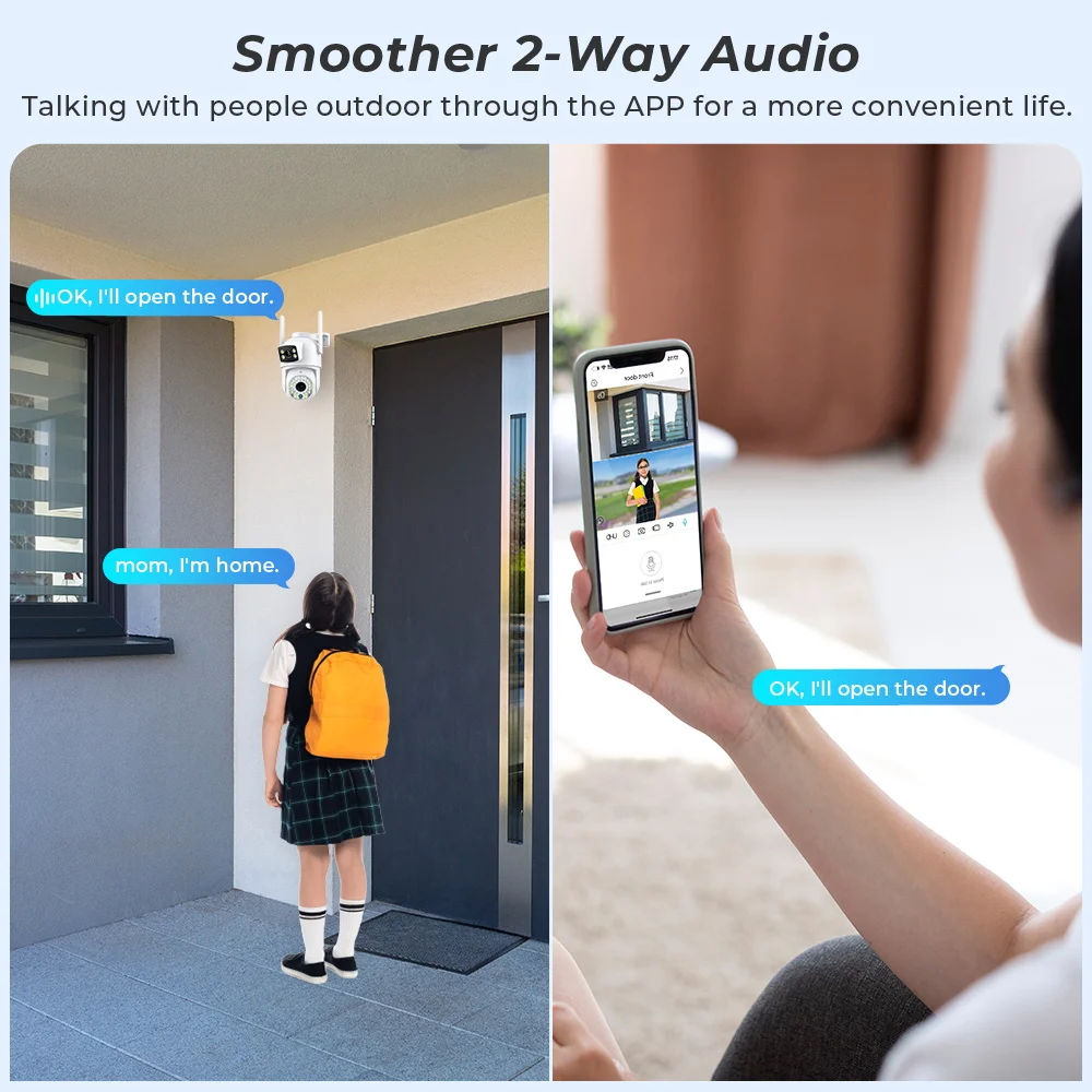 Reobiux 4K 8MP Camera Dual Lens Ai Human Detect Auto Tracking CCTV Wifi Surveillance Camera 4MP Security Protection iCSee App