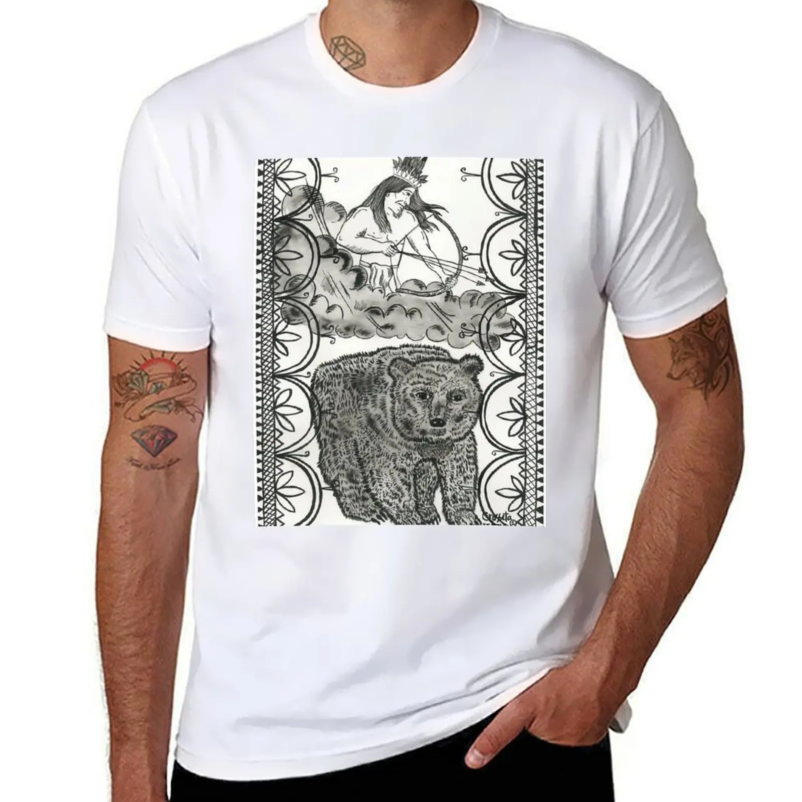 Thunder beings connect to the Bear Clan T-Shirt Fashion Pattern Printed Tee Shirt