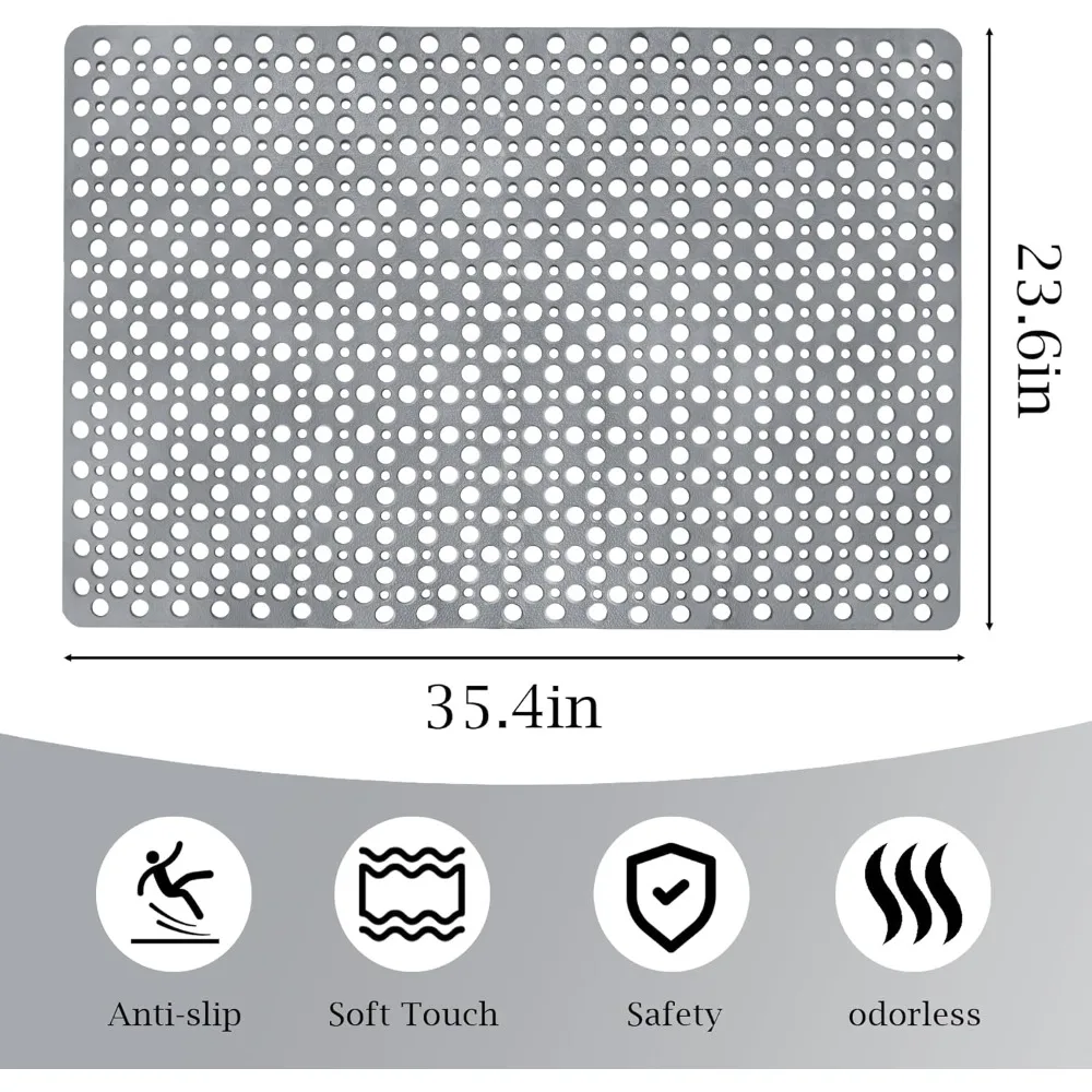 Очень большой нескользящий коврик для душа 35,4x23,6 коврик для ванной из ТПЭ с присосками и сливными отверстиями