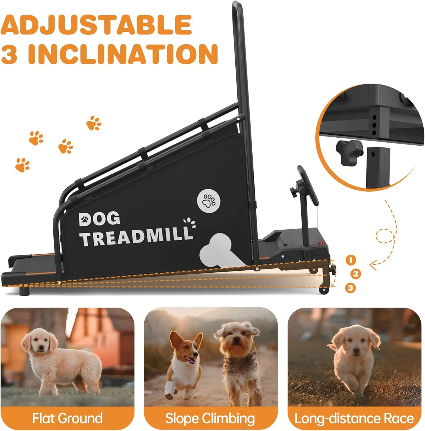 Máquina para correr para perros pequeños y medianos, de poco ruido y uso en interiores con pantalla LCD y control remoto