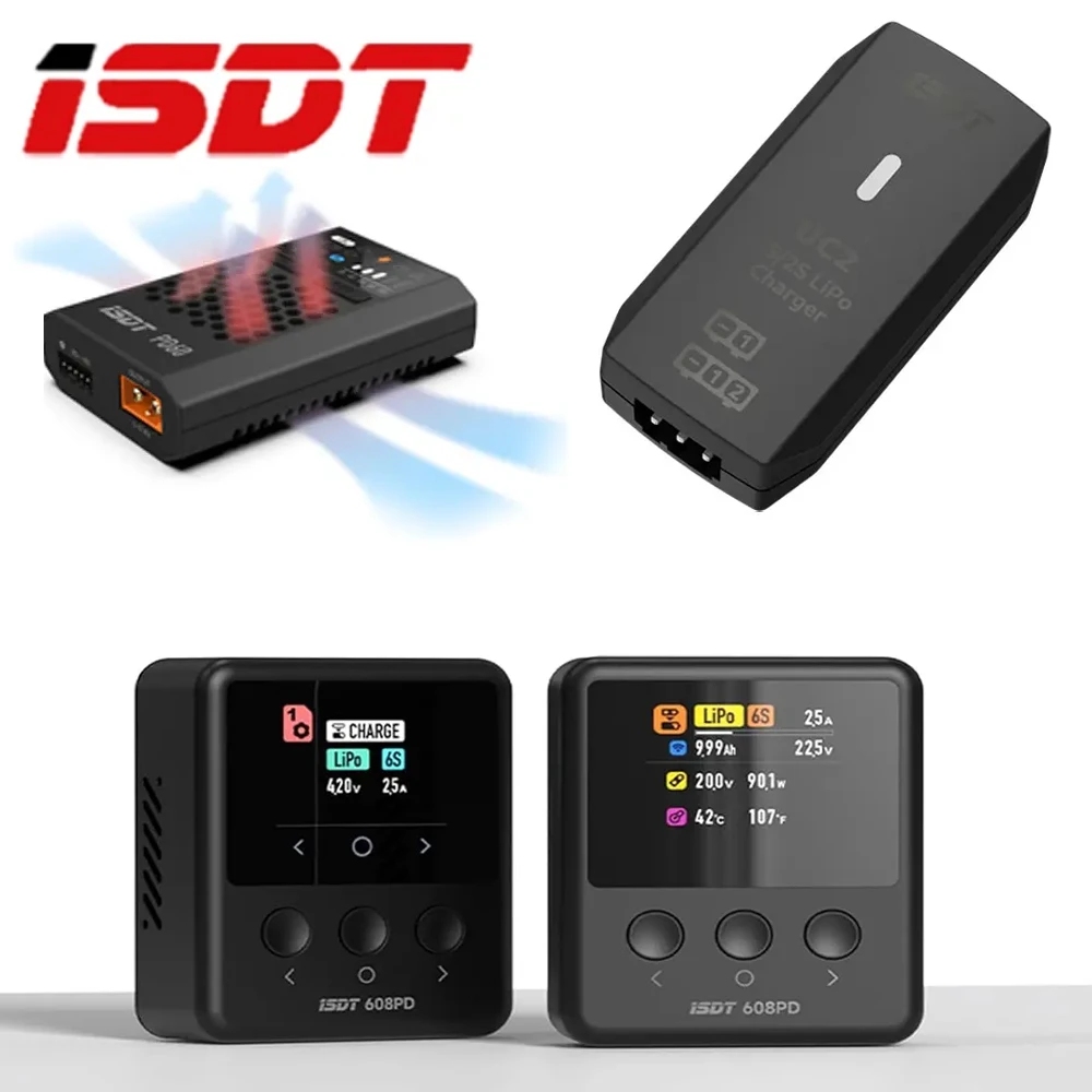Carregador de equilíbrio inteligente descarregador uc2 1s/2s lipo carregador de equilíbrio de bateria inteligente isdt 608pd 240w pd60 porta de equilíbrio carregador direto