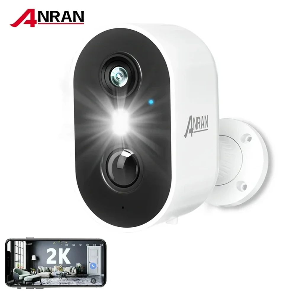 ANRAN 2K Rechargeable Battery Camera 2.4G WiFi Camera Wireless Home Surveillance Security Cameras PIR ,IP65 ,work with ANRAN app