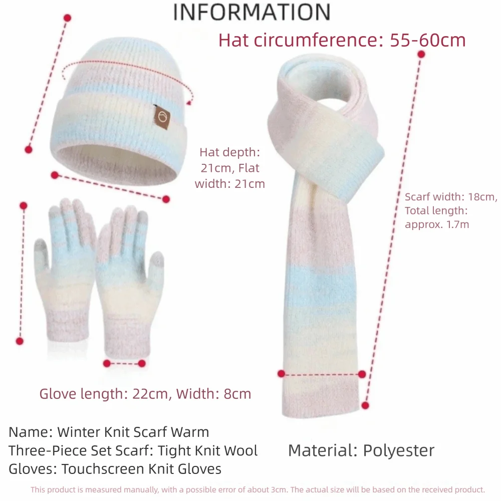 ชุดหมวก ถุงมือ ผ้าพันคอสำหรับฤดูหนาว ผ้าฟลีซหนานุ่ม สำหรับผู้หญิง หมวกไหมพรมกันลม สำหรับปั่นจักรยาน