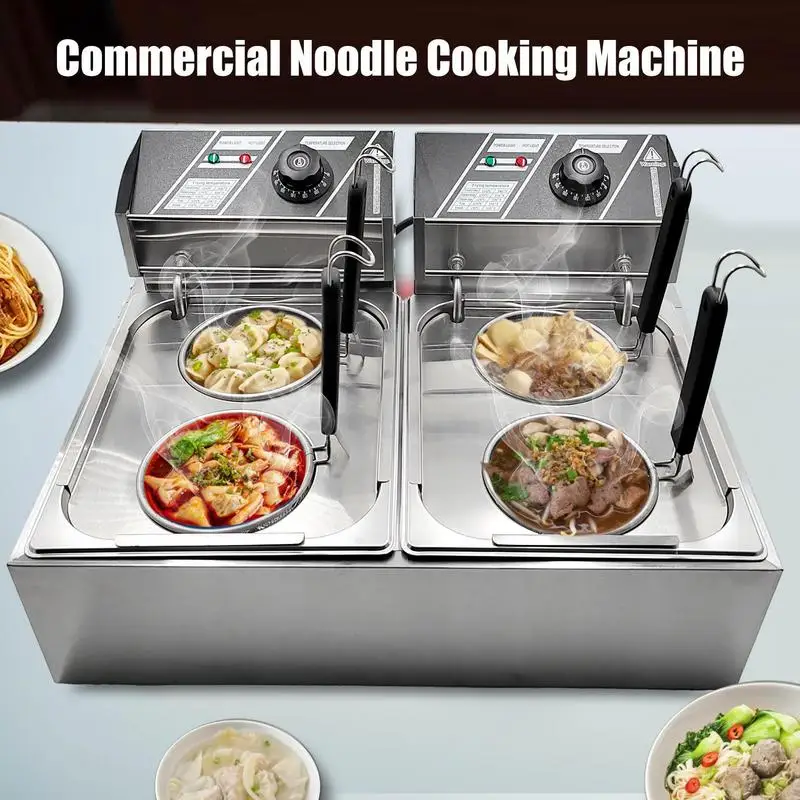 Electric Noodle Cooker 4-Basket Electric Noodle Pasta Cooker 110V US Plug Cooking Equipment with Adjustable Temperature