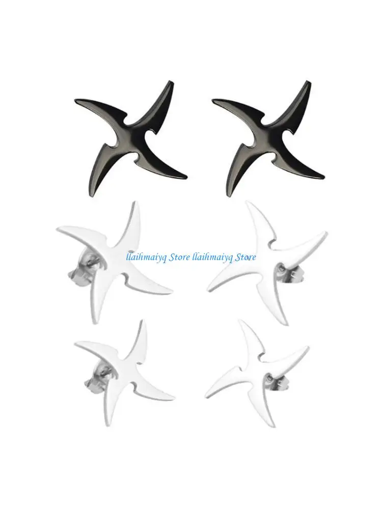 

573B 1 Pair Earrings Unique Design Girl Ornament Stainless Steel