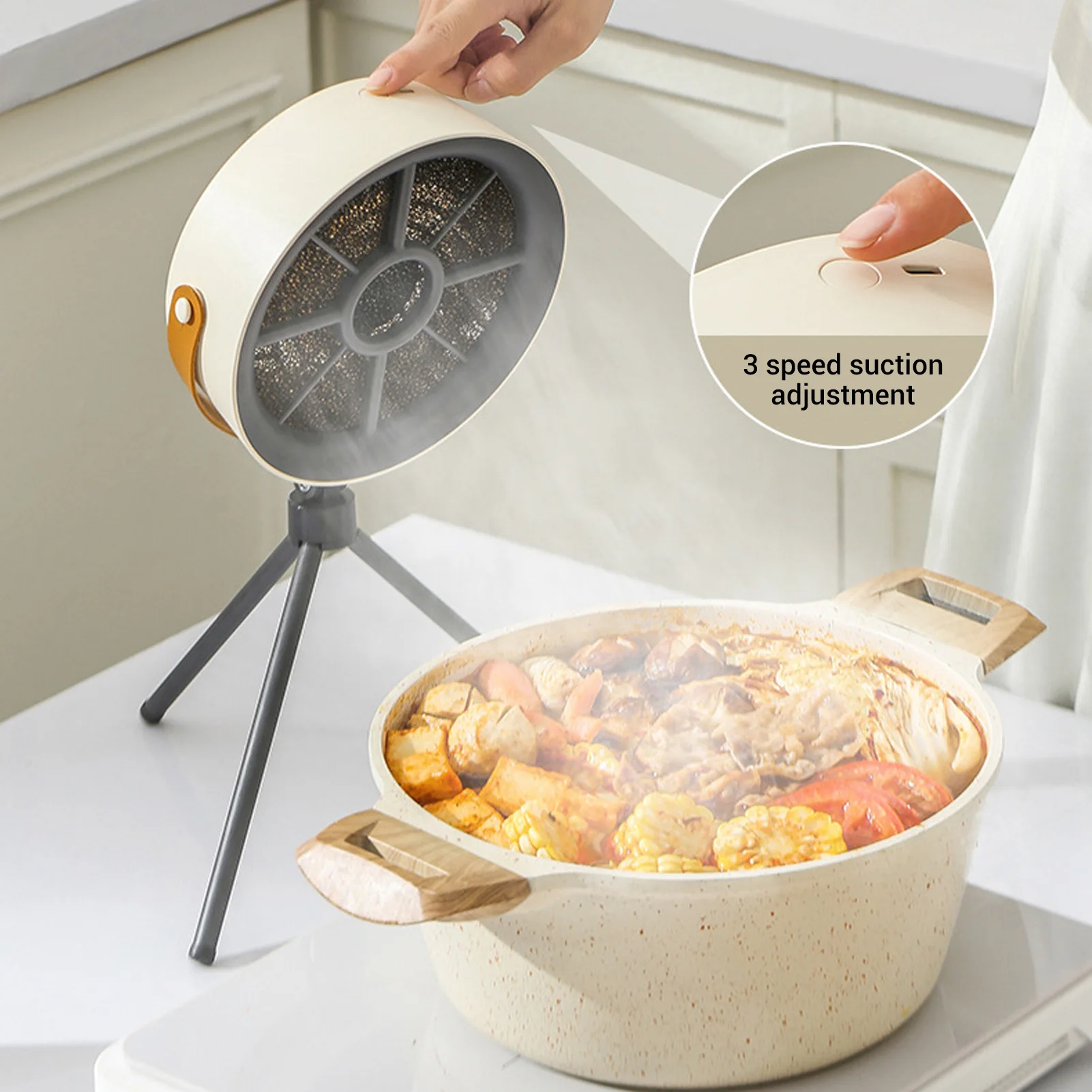 Portable Desktop Range Hood 3 Speeds Adjustable Angle Washable Filter Kitchen BBQ Exhaust Fan Indoor Outdoor Cooking