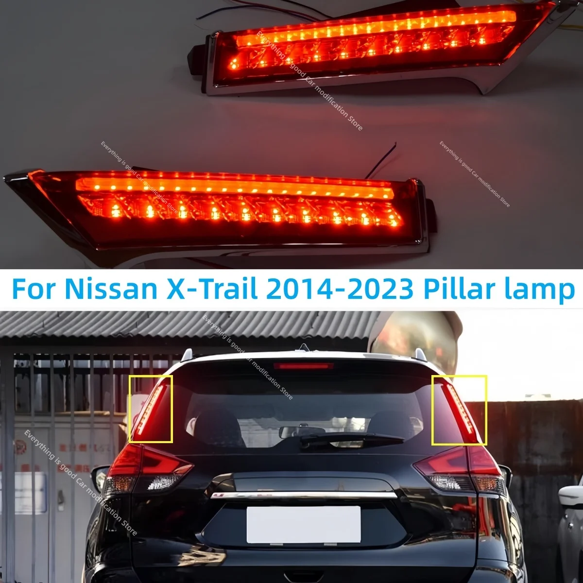

Fit for Nissan X-Trail 2014-2023 Pillar lamp Modification LED Brake lights Flowing Light Turn signal Warning light Driving light