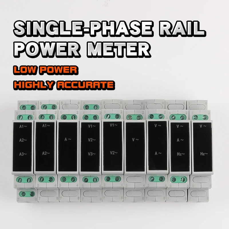 DIN Rail Mount Voltage Meter AC 80–500V, Mini Modular Ammeter 0–100A, LED Digital Display Indicator, Frequency Meter