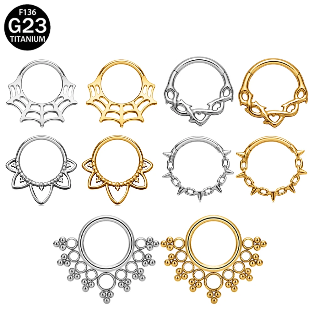 

ASTM F136 Titanium Branch Thorn Septum Clicker Nose Ring Helix Cartilage Daith Hoop Earring Piercing for Women Men