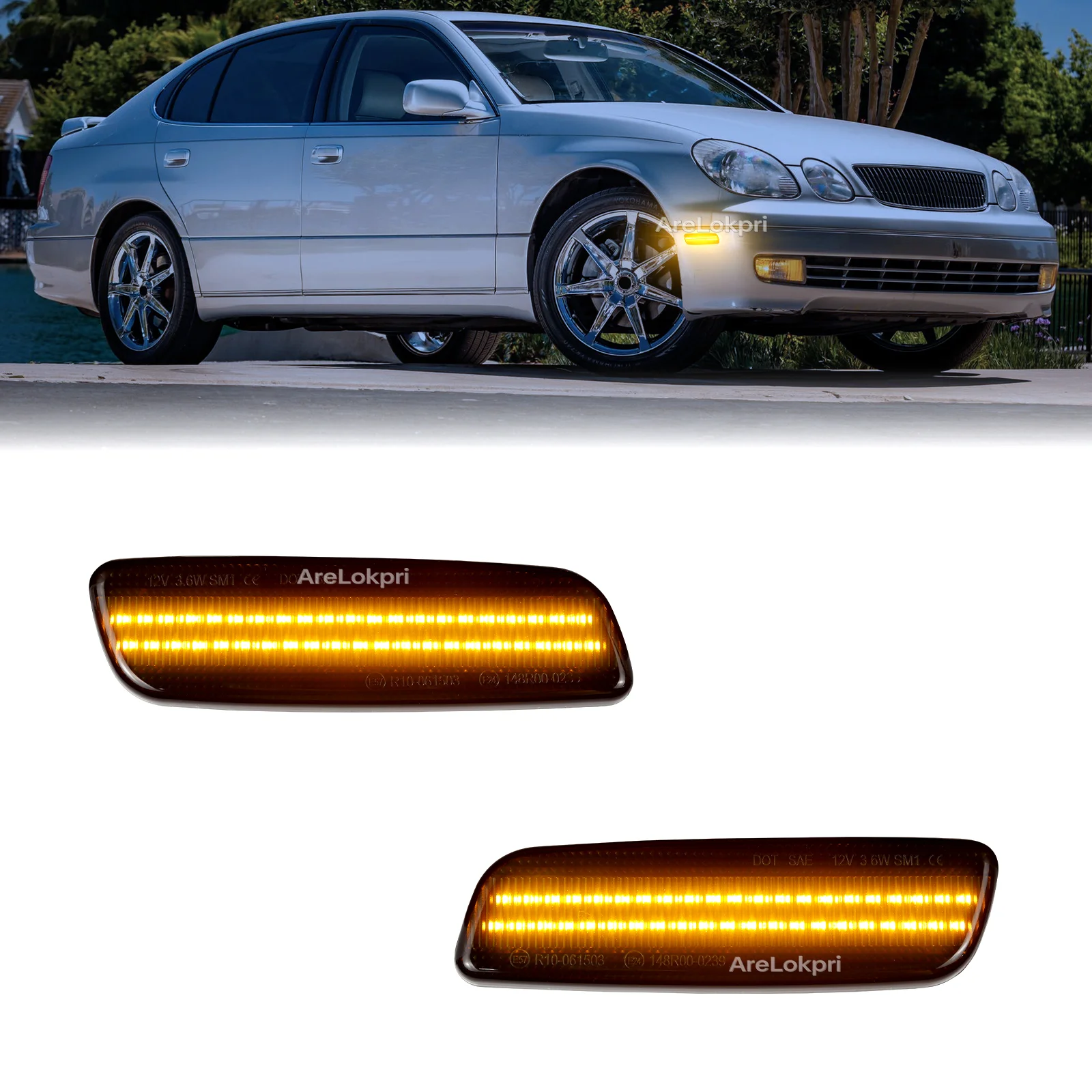 2x Smoked Amber LED Bumper Side Marker Light For Lexus IS300 LS400 GS300 GS400 GS430 For Toyota Prius Echo Hatch Scion xA