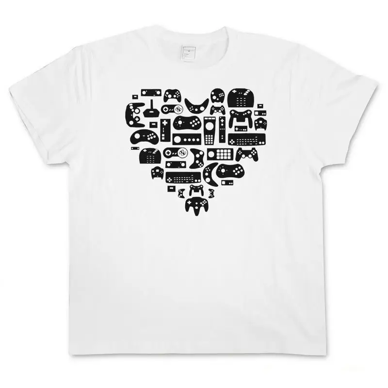 

CONTROLLER HEART II T SHIRT Video Game Konsole NES Evolution Joystick Gamepad