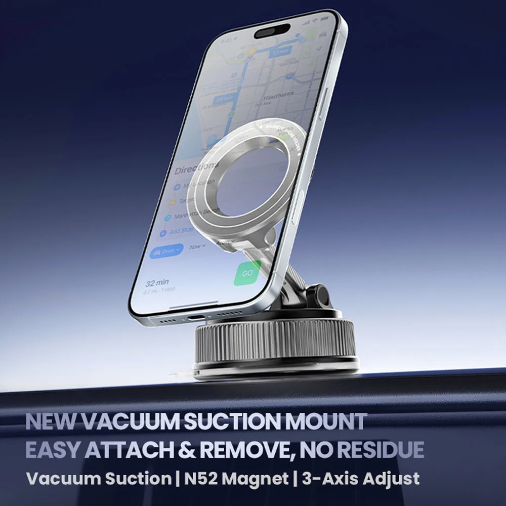 Rotatable Magnetic Phone Holder Foldable Portable Vacuum Suction Stand Multi-function for Desktop & Car Mount