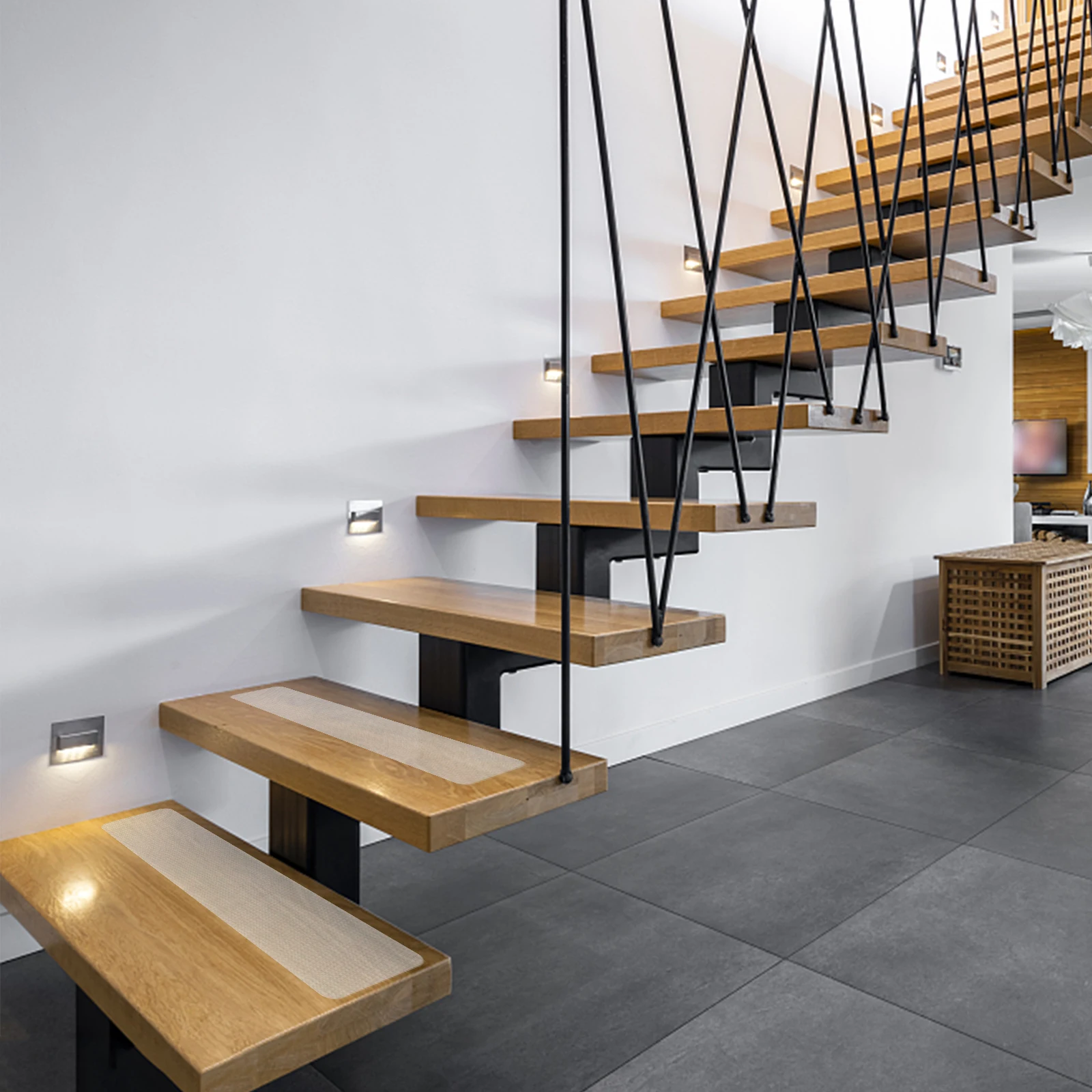 

4Pcs Waterproof Grip Tape Self Adhesive Anti Skid Stair Tapes for Outdoor Indoor Stairs Steps Bathtub Floor Safety Tape