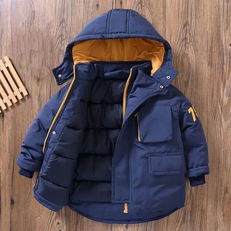 

Winter New Boys' Down Jacket Handsome Middle aged Children's Outdoor Stormtrooper Coat Cotton Girl Thickened Jacket 120-170cm