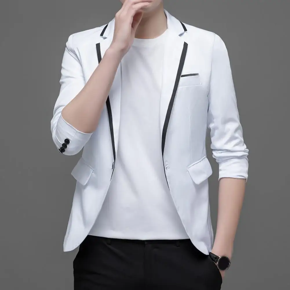 سترة رجالية ربيعية لعام 2026 بقصة ضيقة وكتلة ألوان وزر واحد لربيع وخريف الرجال بدل غير رسمية سترة لحفلات الزفاف والعريس معطف #5