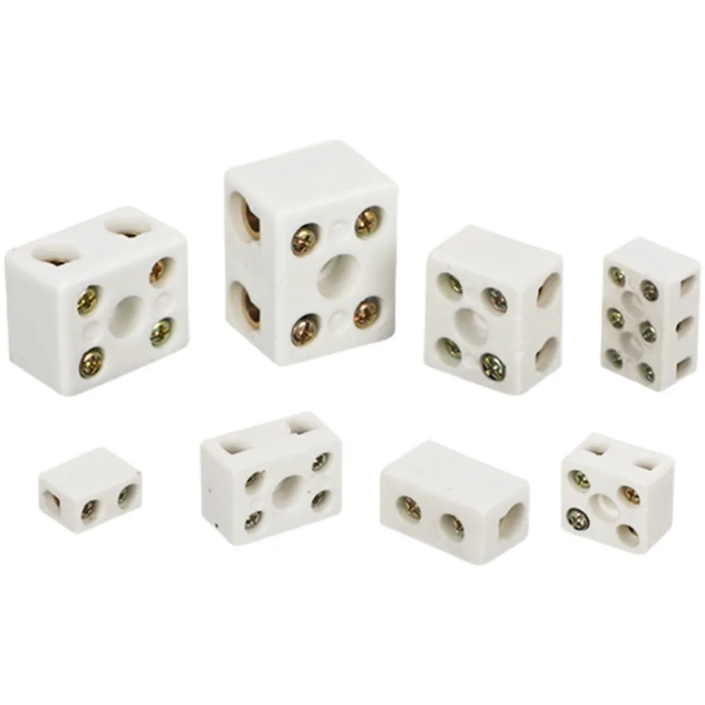 5Pcs 1W2H 2W5H Porcelain Ceramic Terminal Block Insulation Connector 2/5/8 Bore Wire Connector High Temperature Resistant
