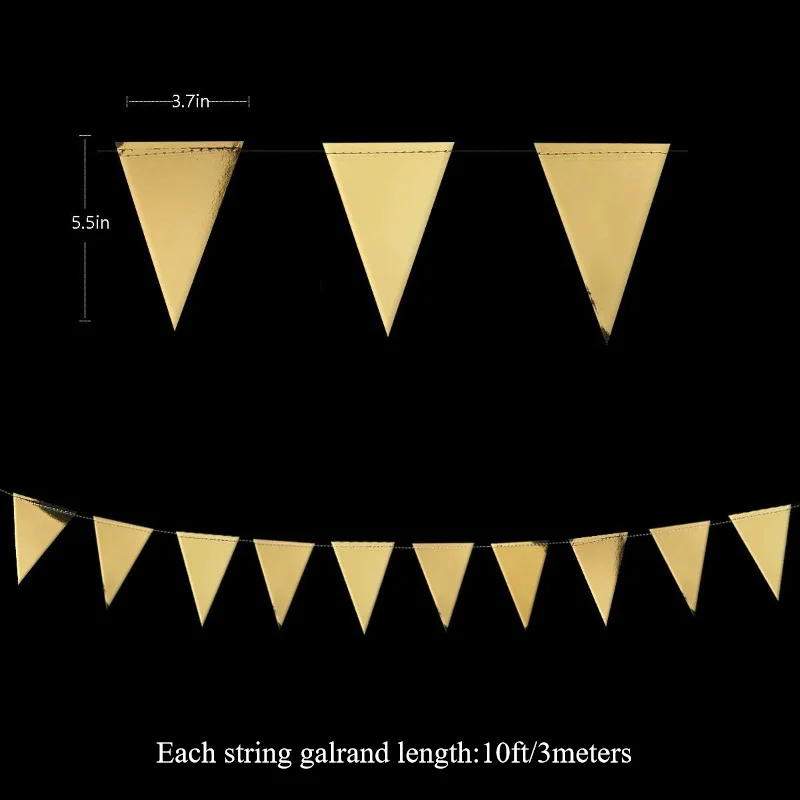 راية راية بمثلث ذهبي ، رايات للتخرج ، عيد ميلاد ، زفاف ، بحري ، موضوع Aoy Achor ، لوازم الحفلات