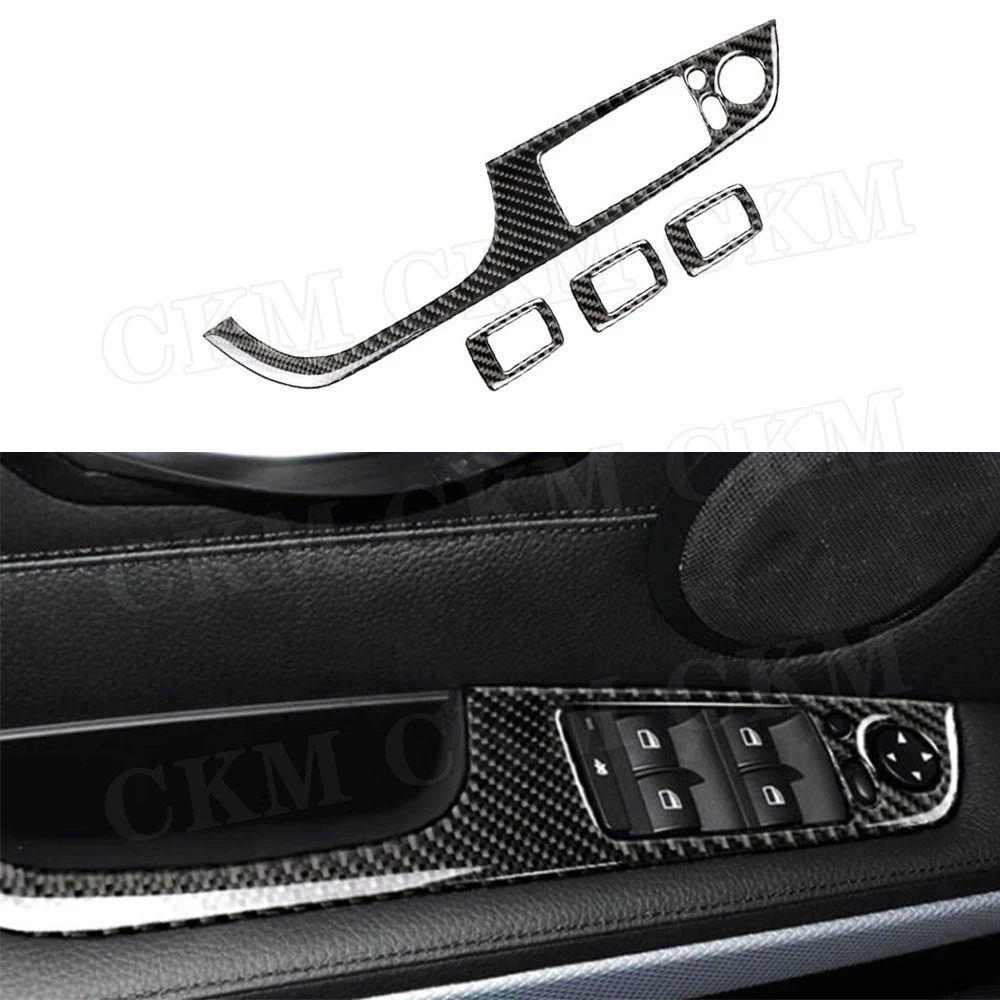 

Carbon Fiber Car Window Lifter Switch Buttons Trim Frame Cover Stickers For BMW 3 Series E90 2005-2012 Car Accessories