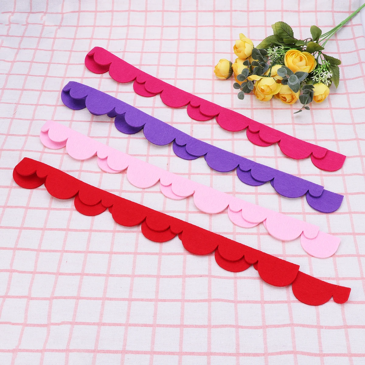 

4 Pcs Wavy Lace Strips Kindergarten Corner Decoration Decorative Floral Blackboard Wall Beautification Layout Wave Border Trim