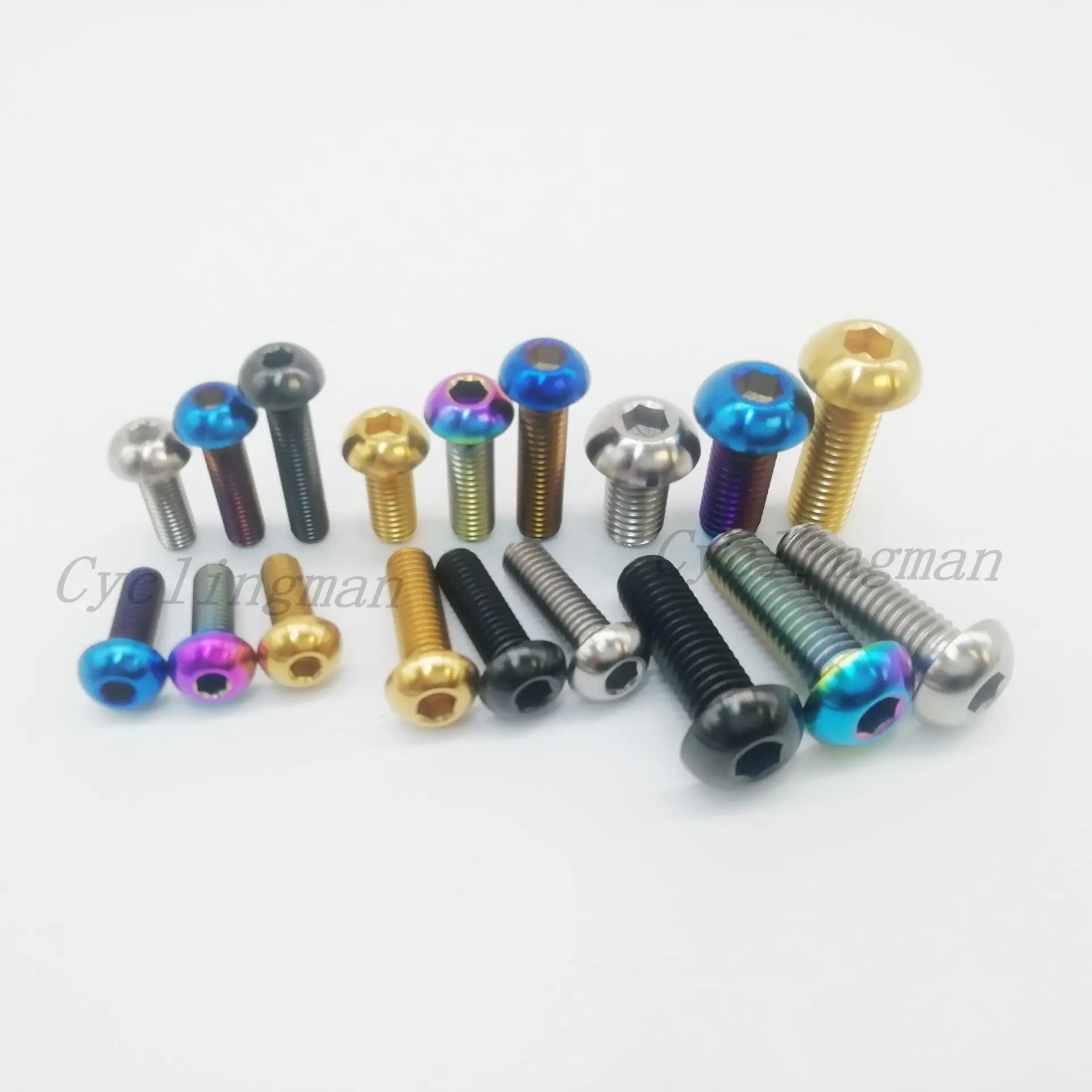 Cyclingman Titanium Ti Bolts M5 M6 M8X15/20/25mm Round Hexagon Socket Button Head Screw For Motorcycle Refit