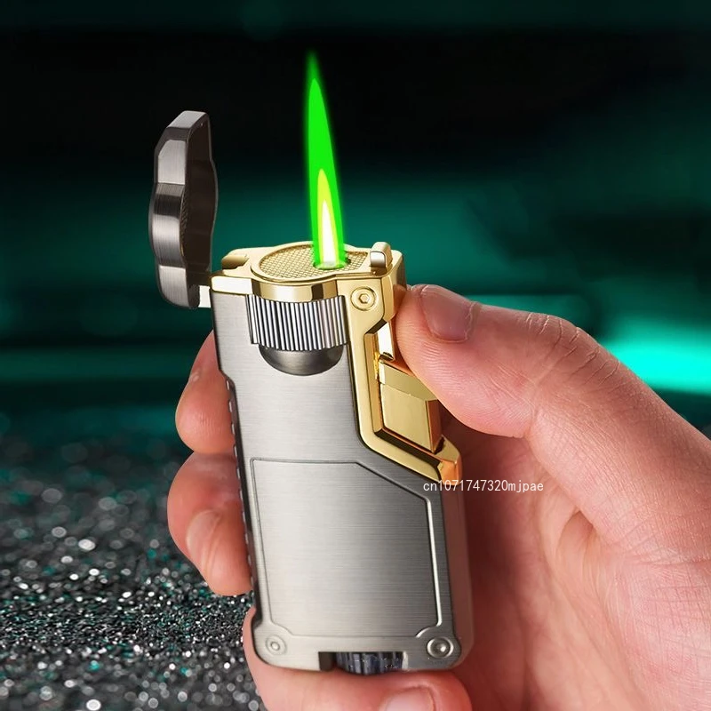 Dropshipping VIP Link Creative Three-color Flame Metal Gradient Inflatable Lighter Flame Switching Cool Windproof Torch Lighter