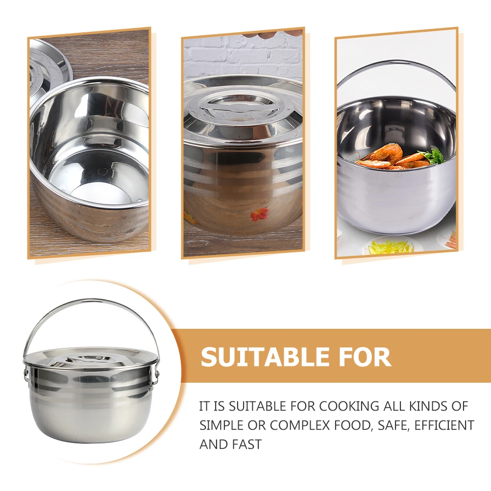 

Large Capacity Soup Pot 21cm Stainless Steel Camping Cooker Silver 201 Stew Pots Wear Resistant Bottom Even Heat Useful Kitchen