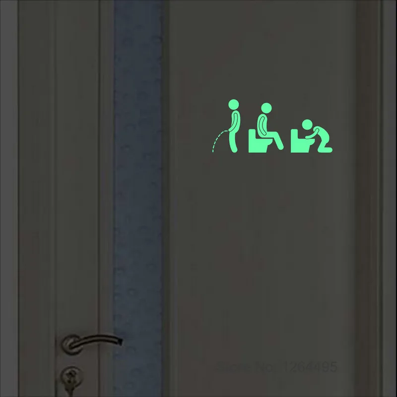 Personalized Bathroom Door Sticker Glow in the Dark Wall Sticker Home Decor Vinyl Decals DIY Decoration Luminous Toilet Stickers