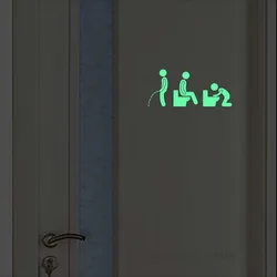 Personalized Bathroom Door Sticker Glow in the Dark Wall Sticker Home Decor Vinyl Decals DIY Decoration Luminous Toilet Stickers