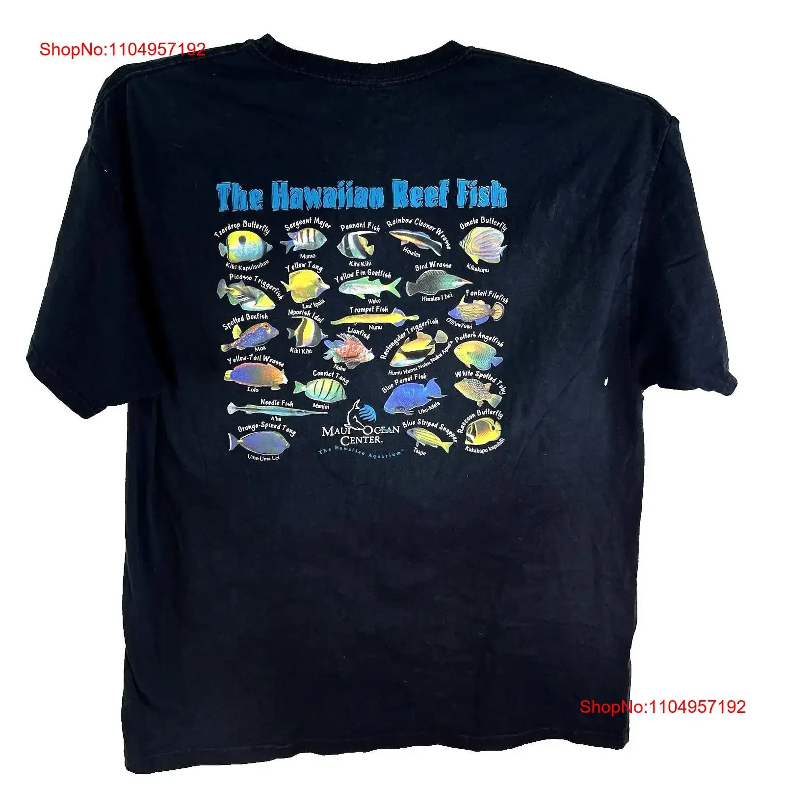 Maui Ocean Center Reef Fish Hawaii camiseta adulto L negro vintage lavado estirado streetwear homme transpirable Unisex suave