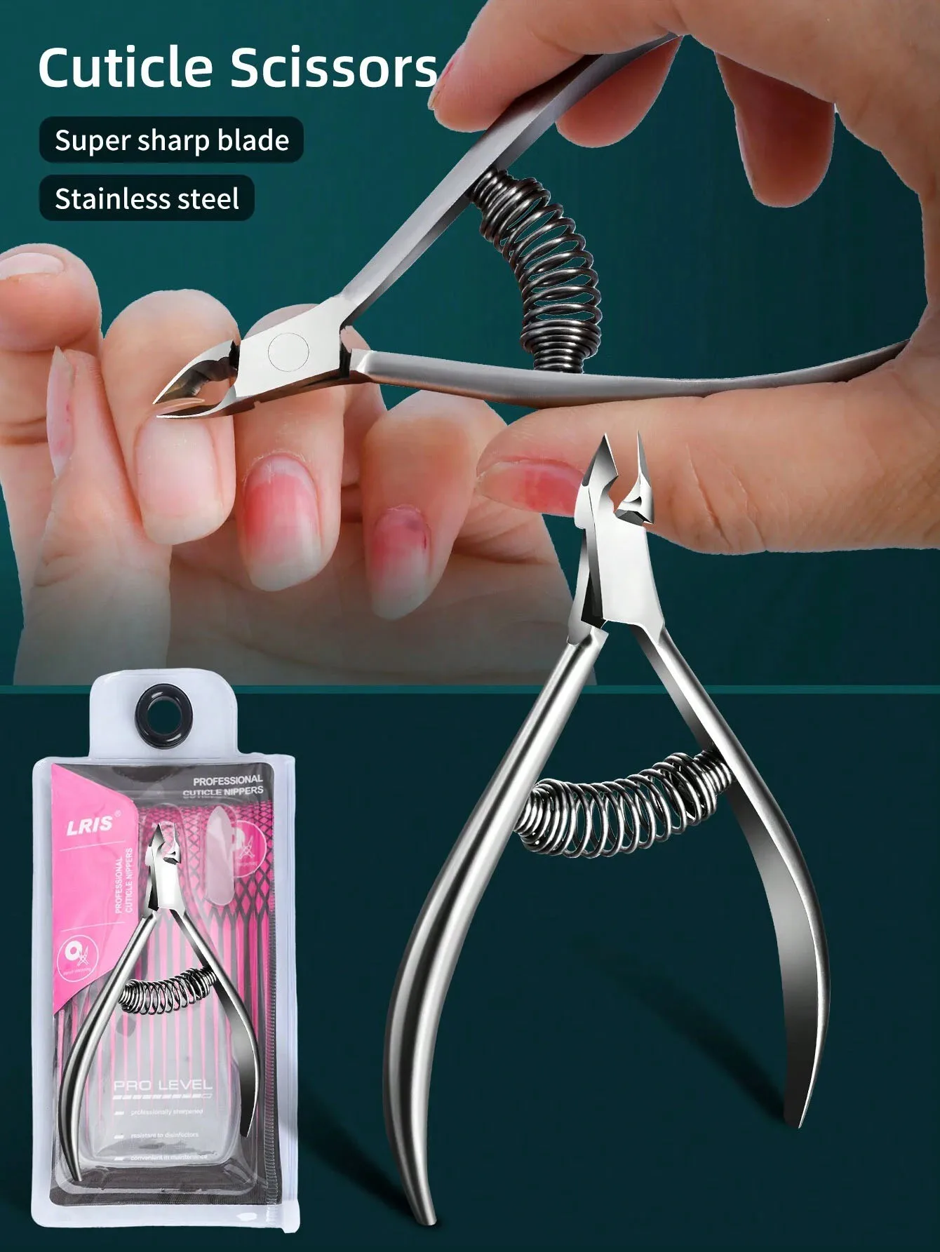 Pinça de cutícula de aço inoxidável, cortador de unhas profissional, aparador de cutícula, pinça de cutícula, ferramentas de cuidados com as unhas, para manicure