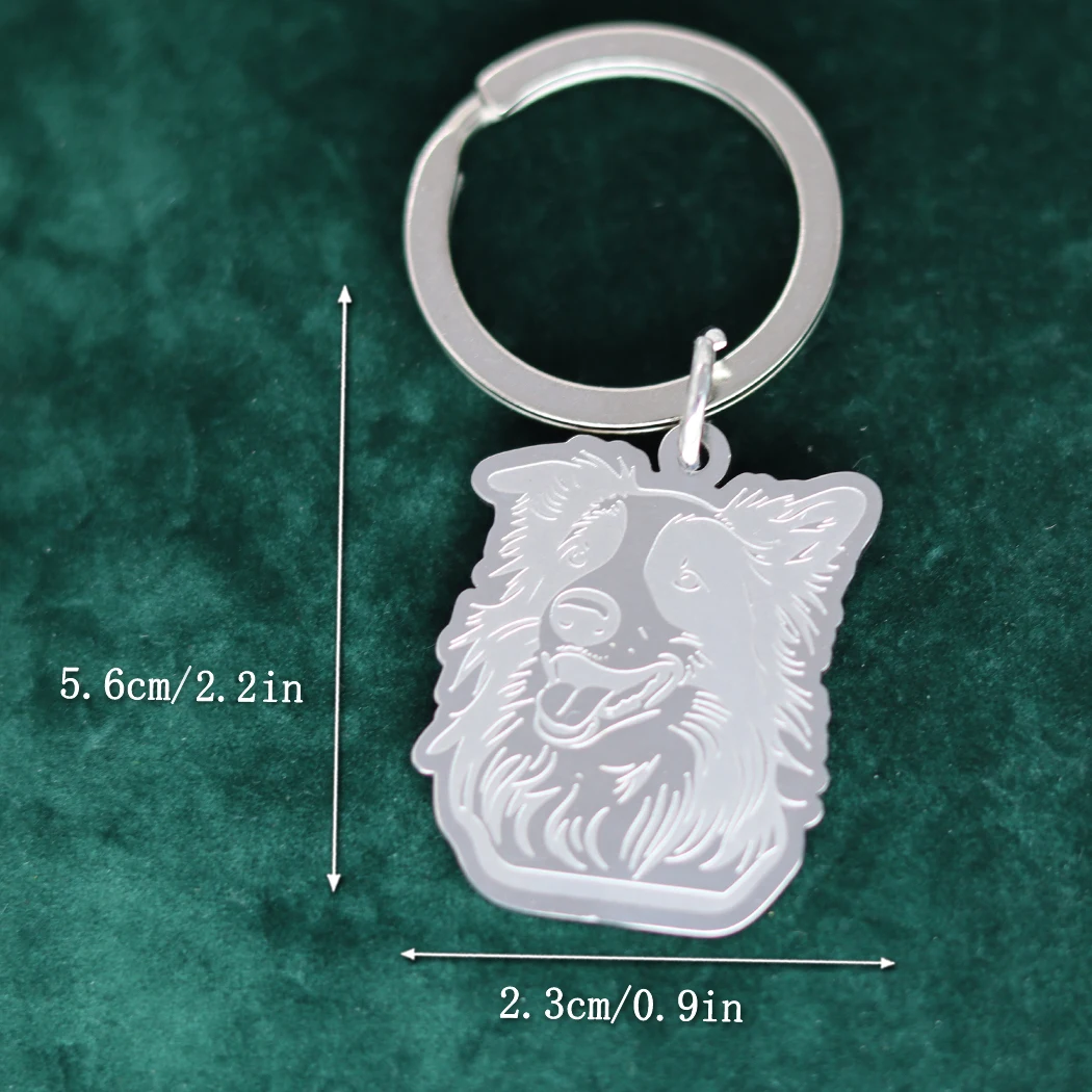 QIMING Border Collie Animal Keychain For Women Handmade Jewelry Cute Dog Stainless Steel  Keychainss