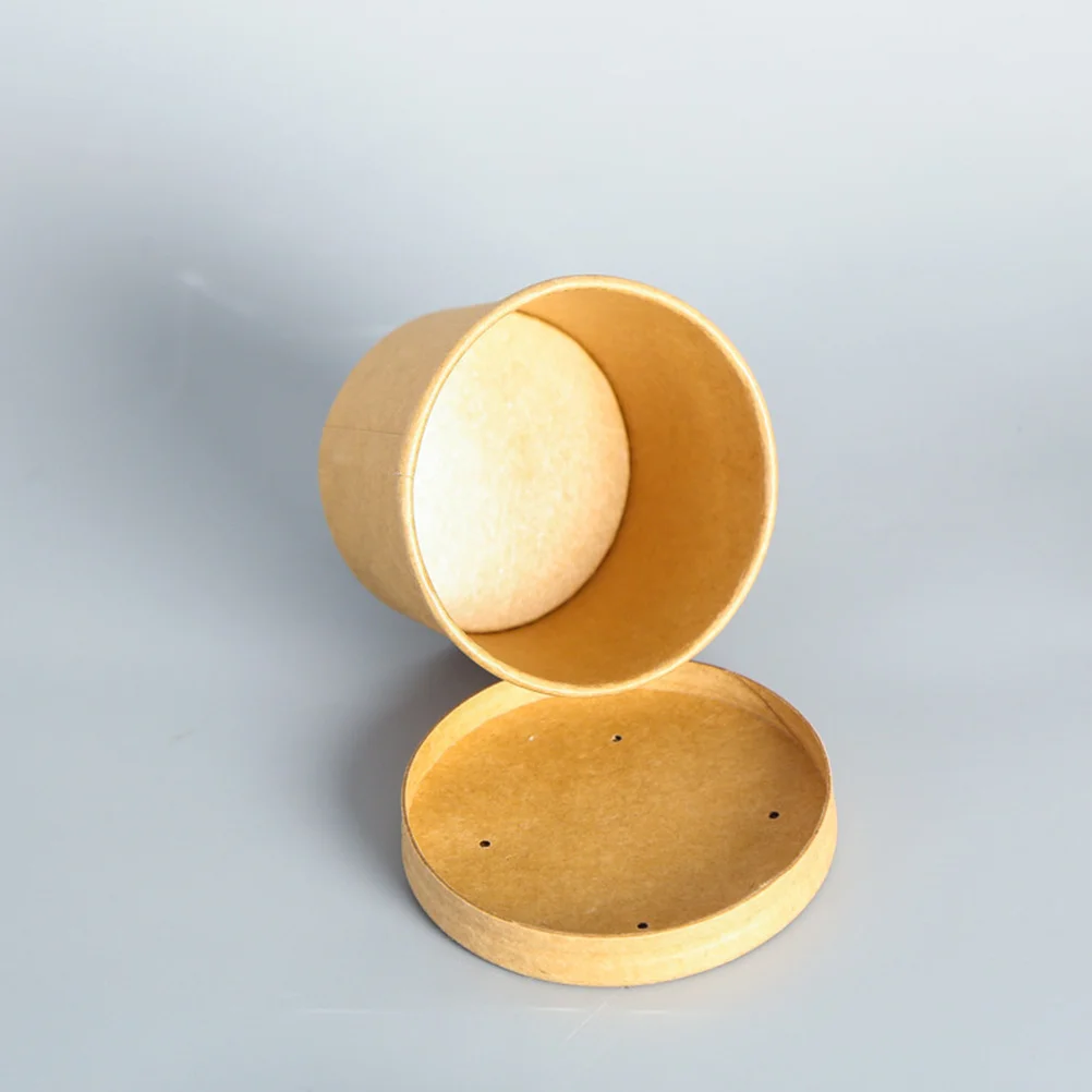 

50 pcs 12 Oz Kraft Paper Soup Cup Thickened Disposable Oil-Proof Container For Dessert Ice Cream Yogurt Cake Pie Storage