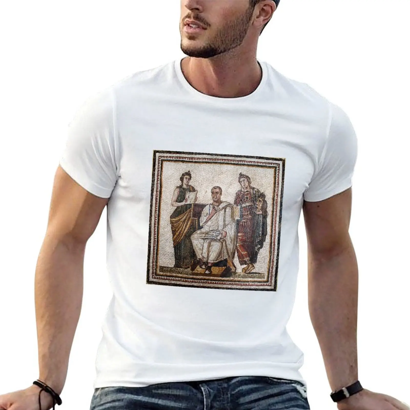 Vergil Roman Mosaic T-Shirt man clothes tops funny t shirts men