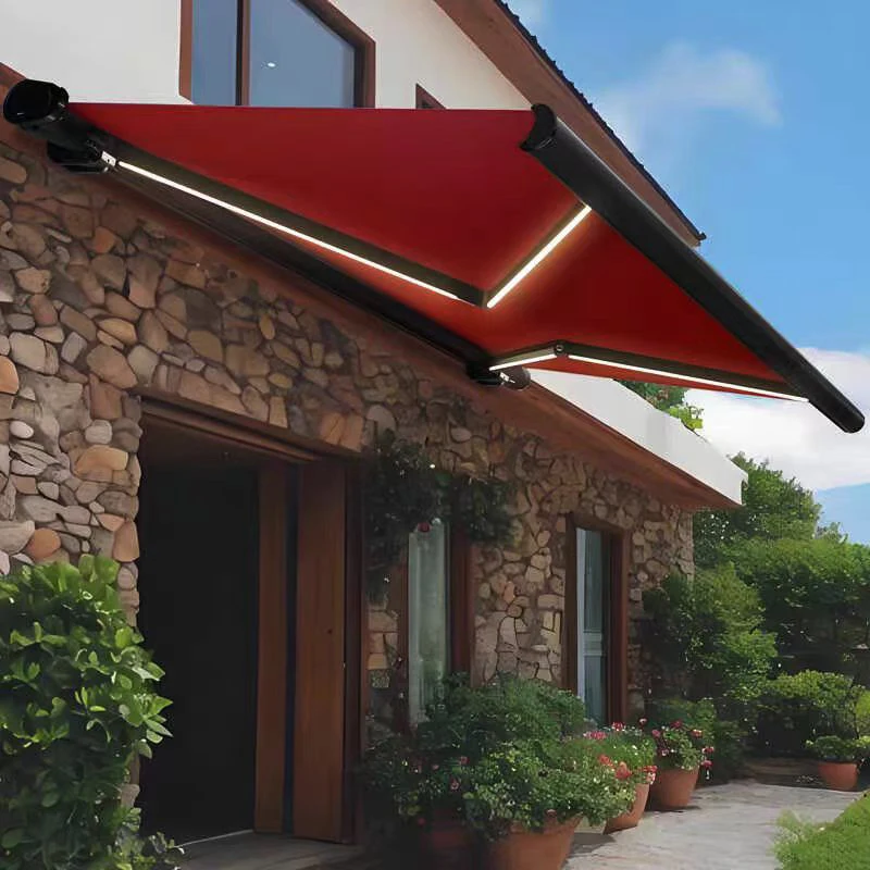 Outdoor full box electric telescopic awning automatic remote control aluminum alloy awning courtyard balcony terrace canopy
