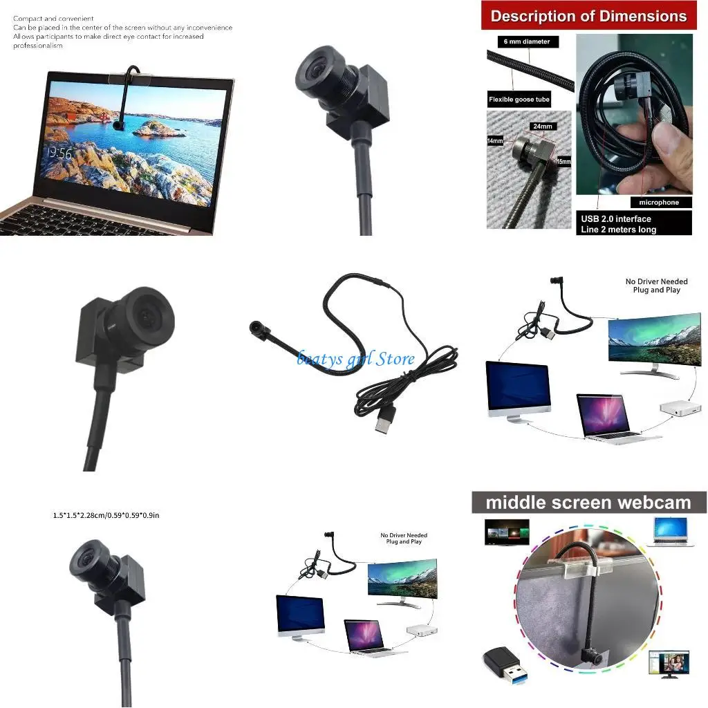 

C7AB USB Center Webcam 1080p Web Camera Direct Eye Contact Positioning Noise Reductio