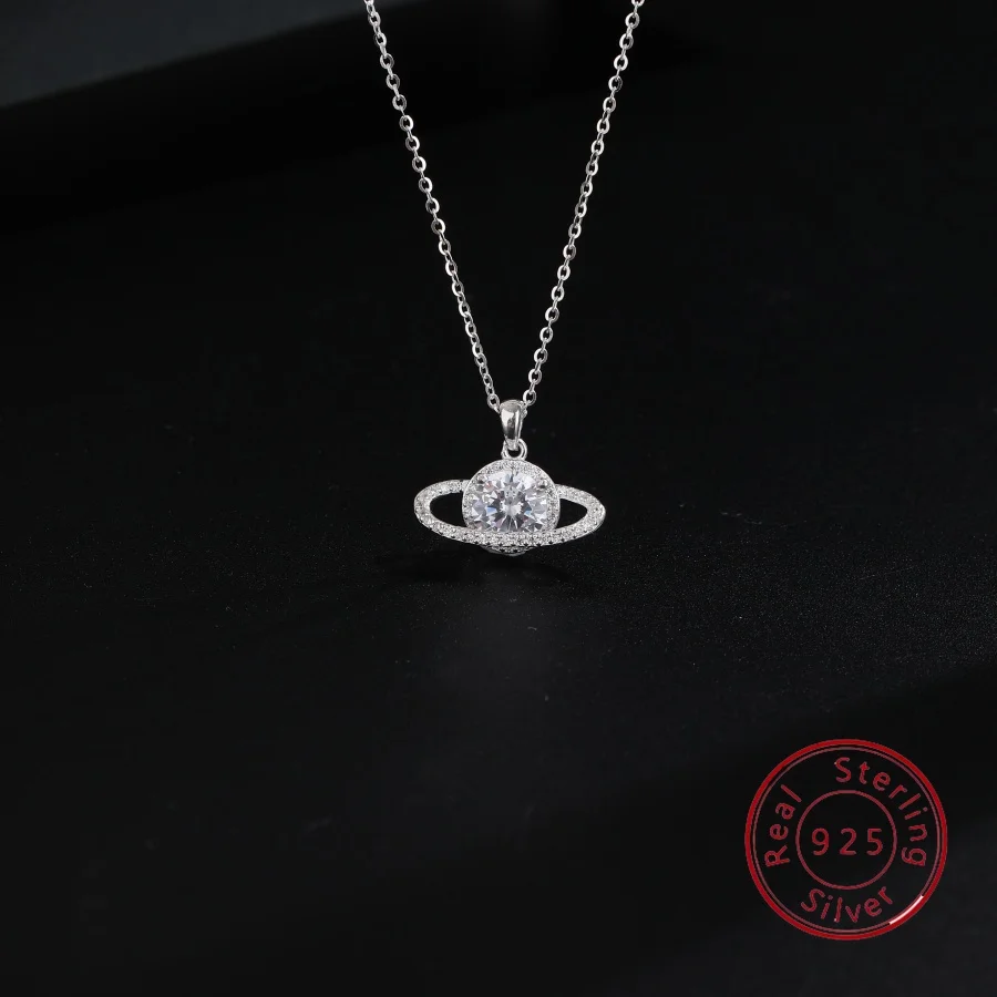 

Классическое ожерелье из стерлингового серебра S925 с Saturn на ключице, универсальная модная цепочка на ключицу, классическое ожерелье для женщин