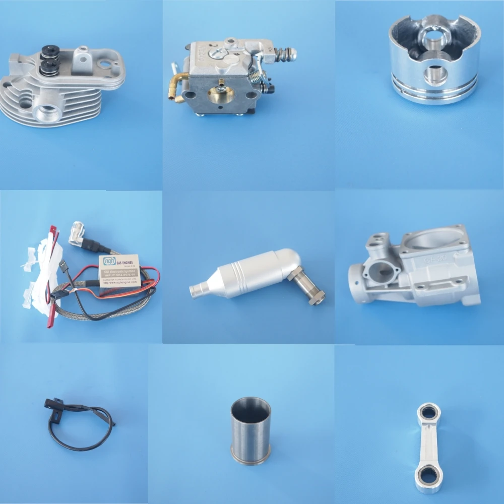 Original Accessories Compilation for NGH GF30 Engine Replacement Muffler Carburetor Igniter Crankcase Cylinder Piston Etc.